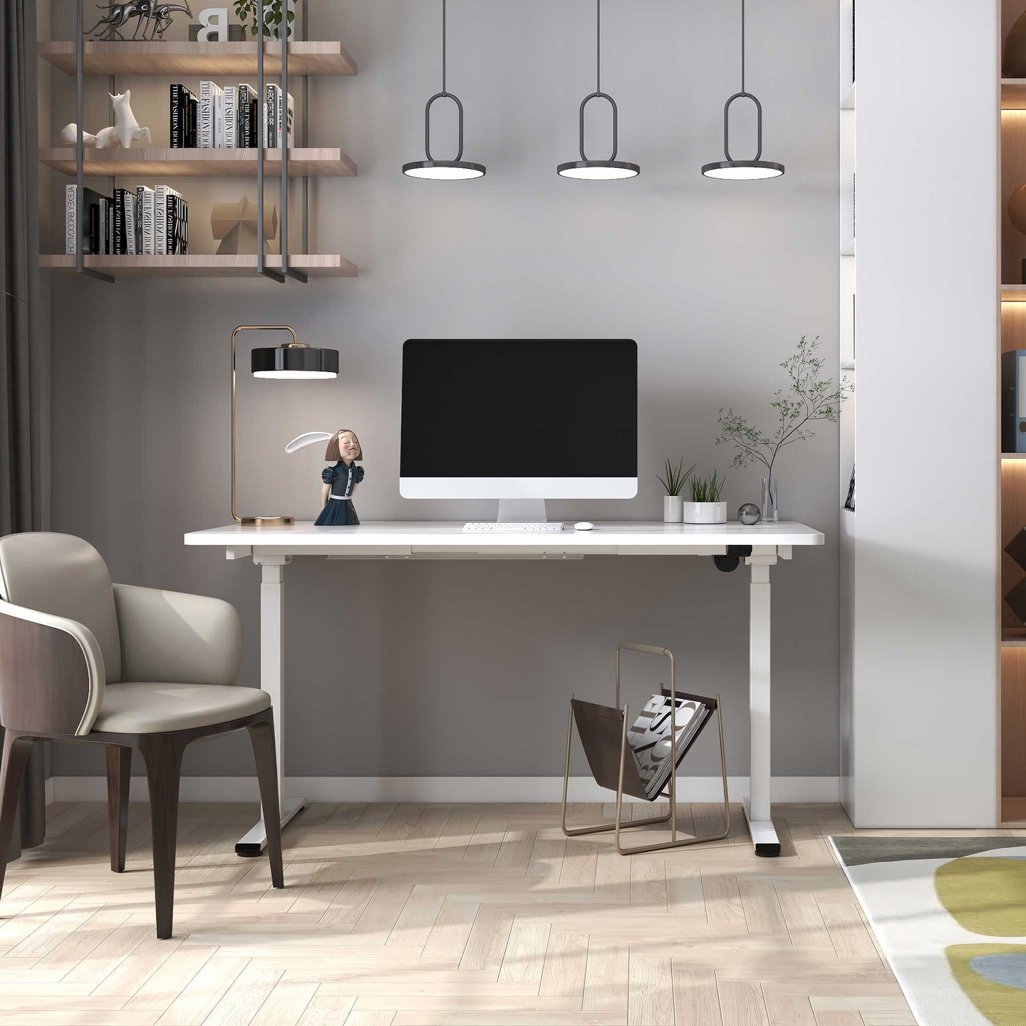 Lykke M100 140 x 70 cm -sähköpöytä, valkoinen