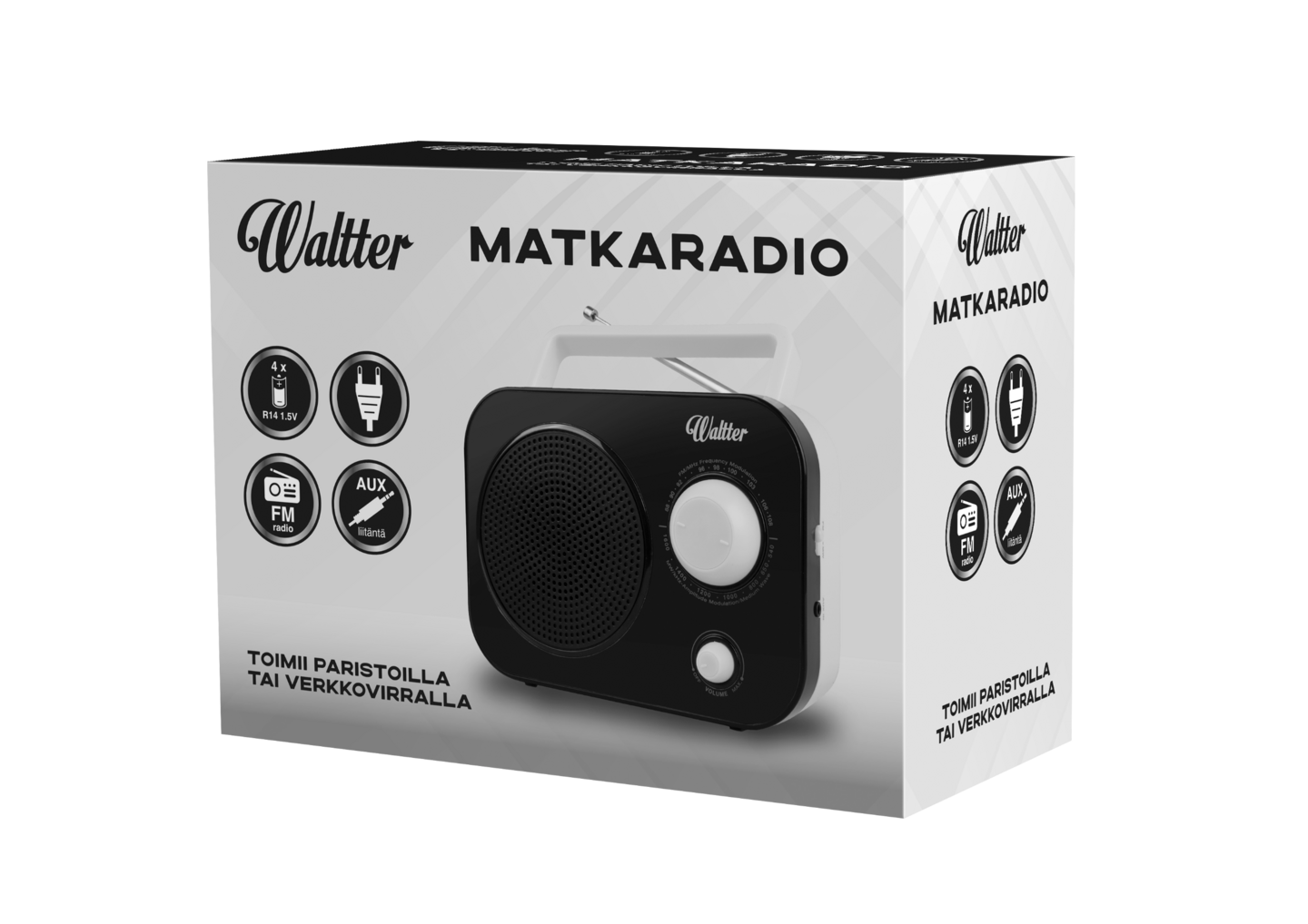 Waltter -matkaradio, musta