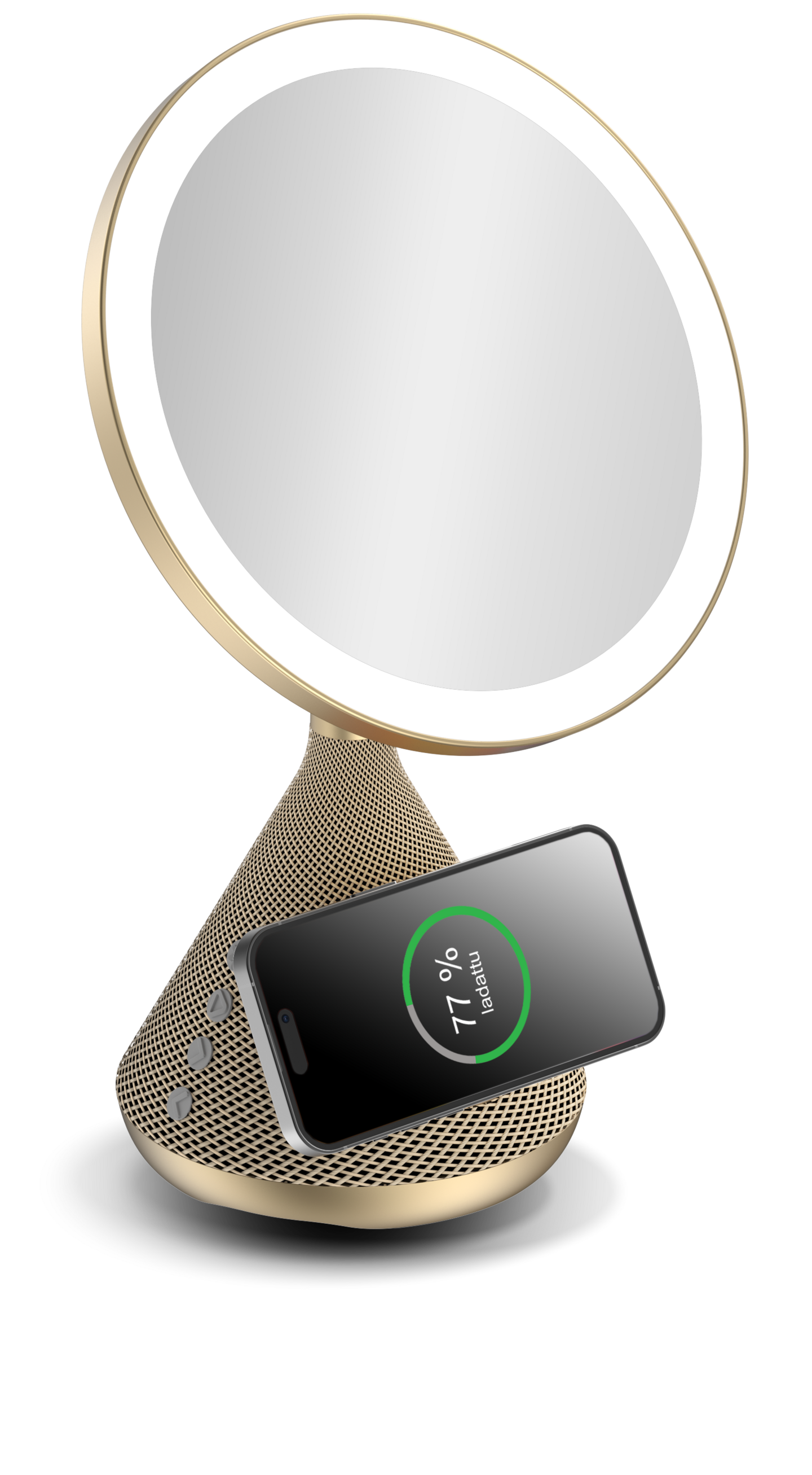 Magic Mirror LED-valaistu meikkipeili langattomalla laturilla ja kaiuttimella, kulta
