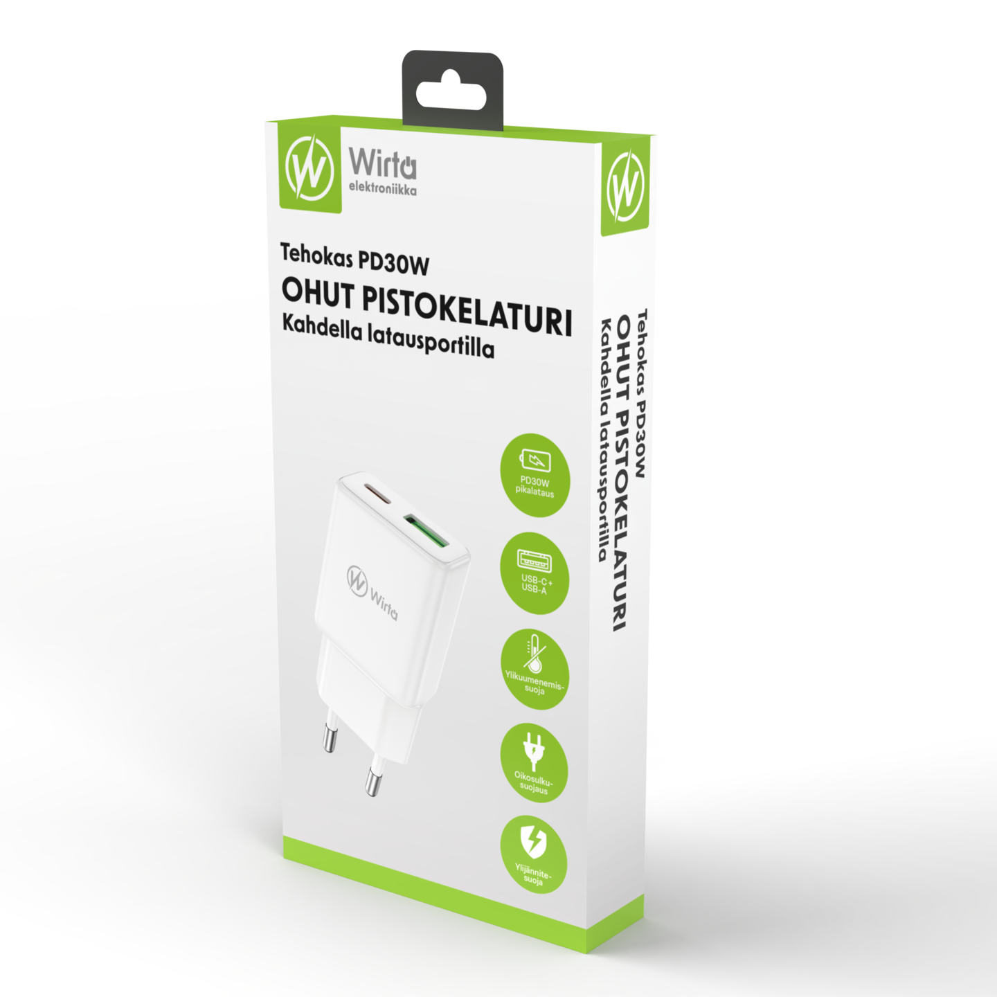 Wirta PD30W USB-C + USB-A -seinälaturi