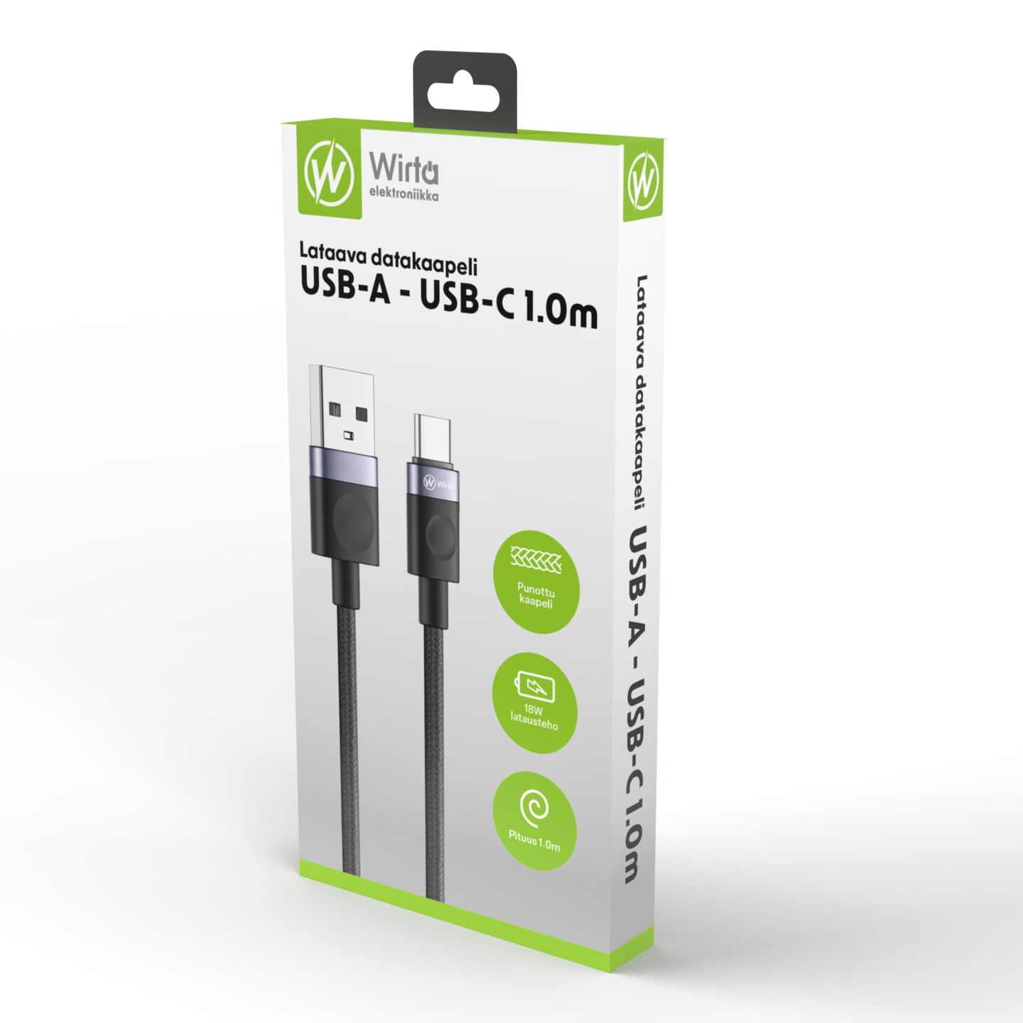 Wirta USB-A - USB-C -kaapeli, 1 m