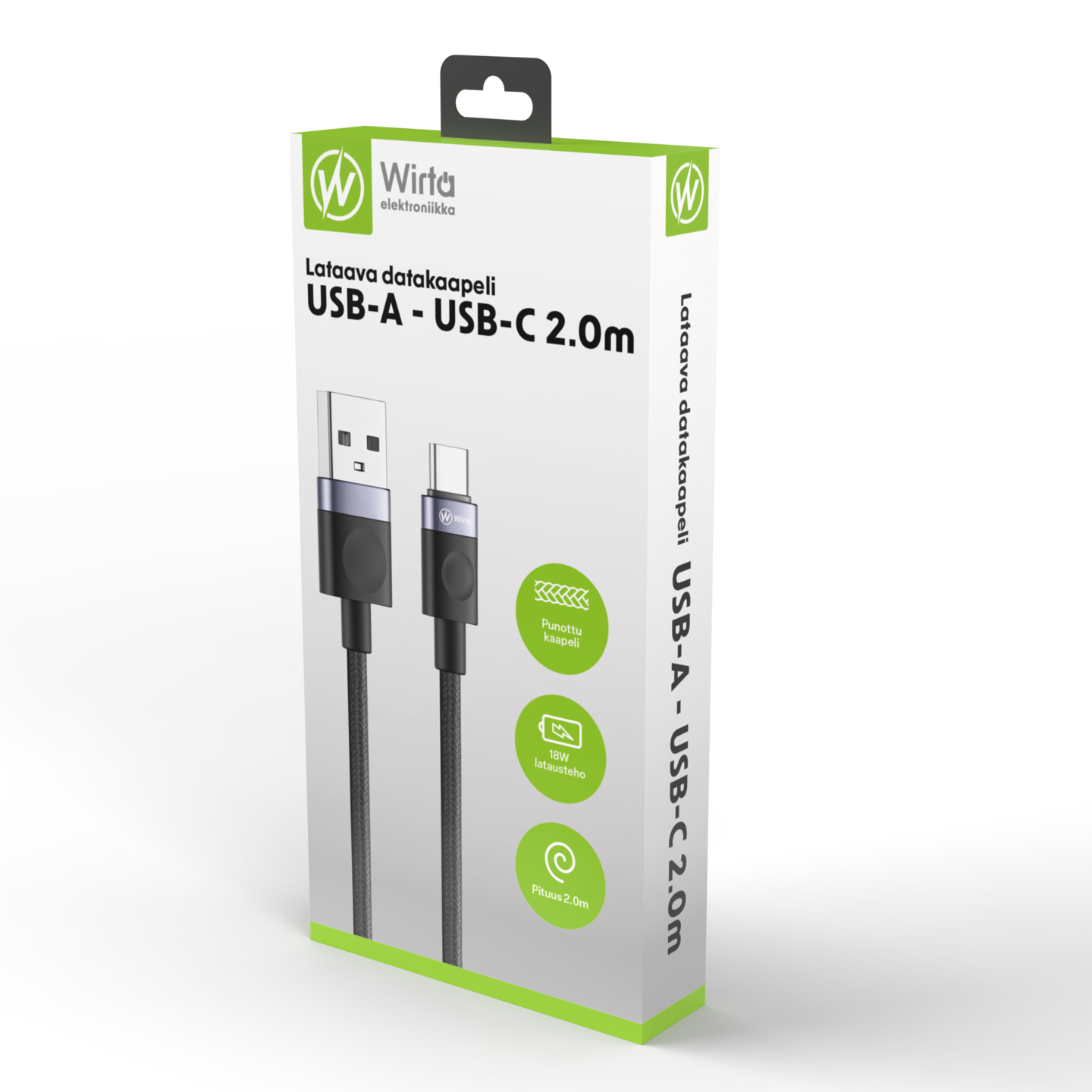 Wirta USB-A - USB-C -kaapeli, 2 m