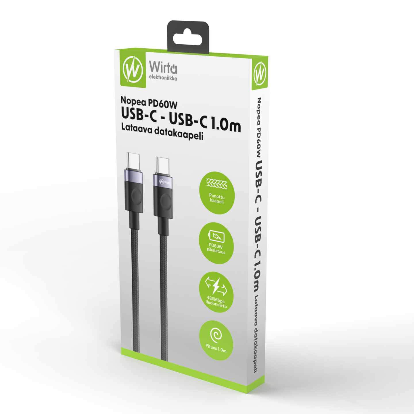 Wirta PD60W USB-C - USB-C -kaapeli, 1 m
