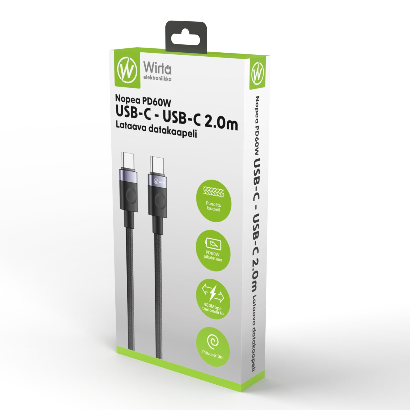 Wirta PD60W USB-C - USB-C -kaapeli, 2 m