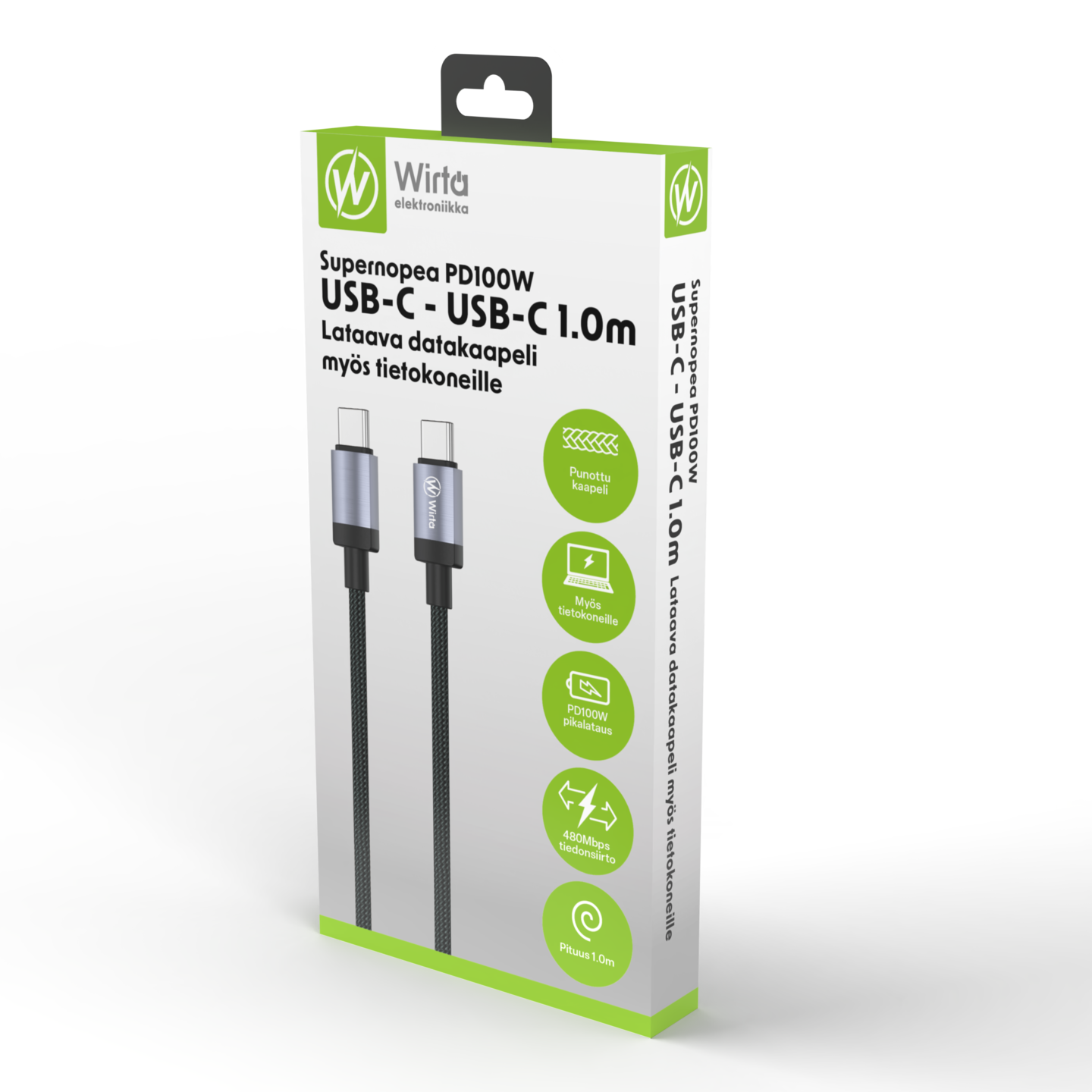 Wirta PD100W USB-C - USB-C -kaapeli, 1 m