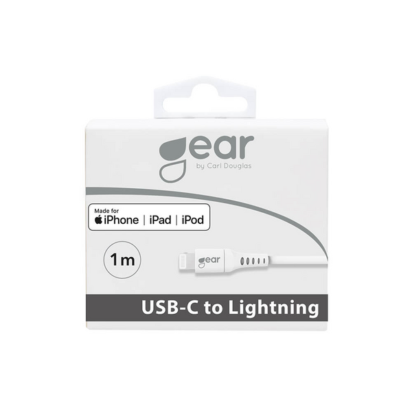 Gear USB-C - Lightning -kaapeli, 1 m, valkoinen