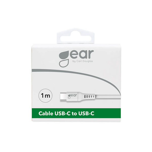 Gear USB-C - USB-C 2.0 -kaapeli, 1 m, valkoinen