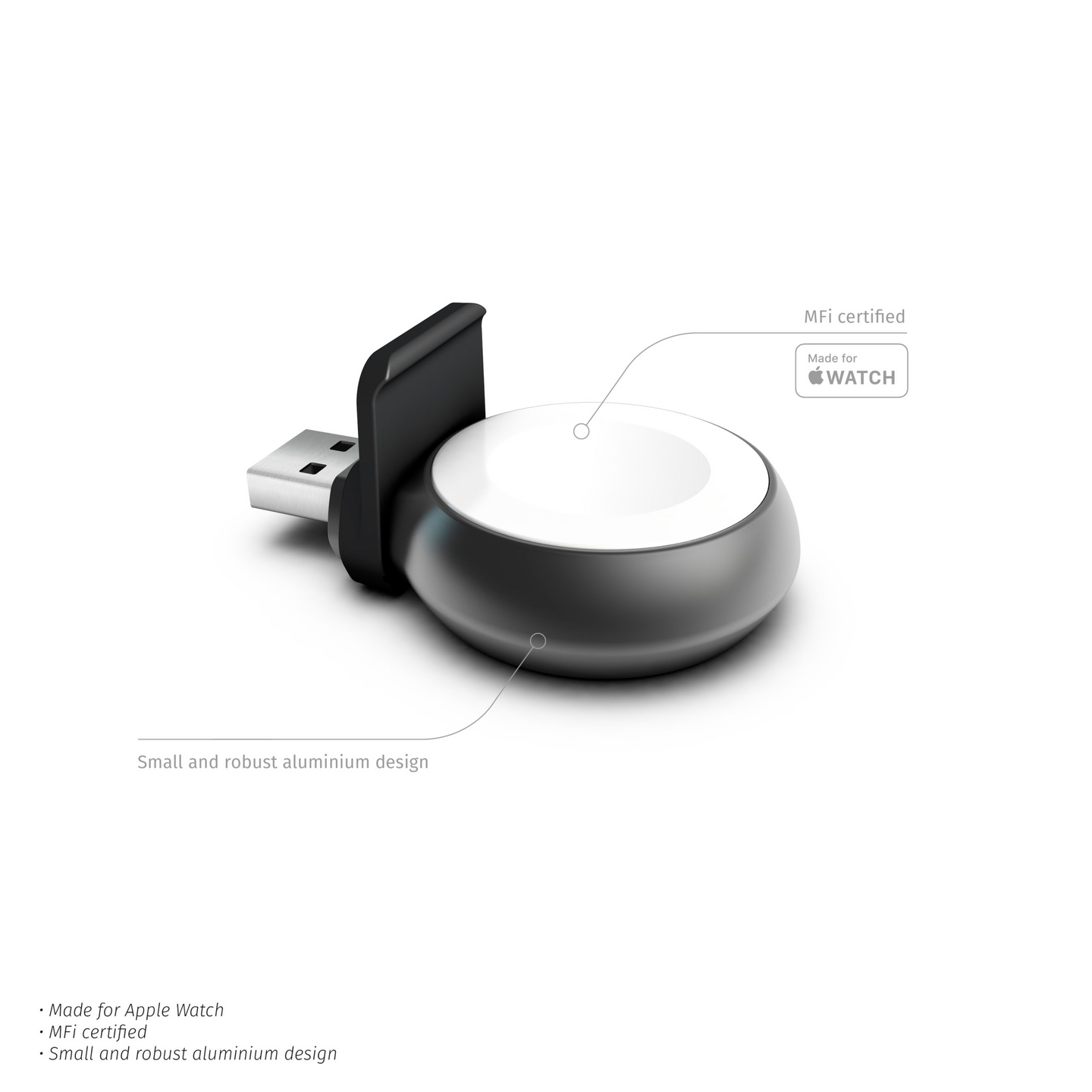 Zens Aluminium Apple Watch USB-A -langaton laturi