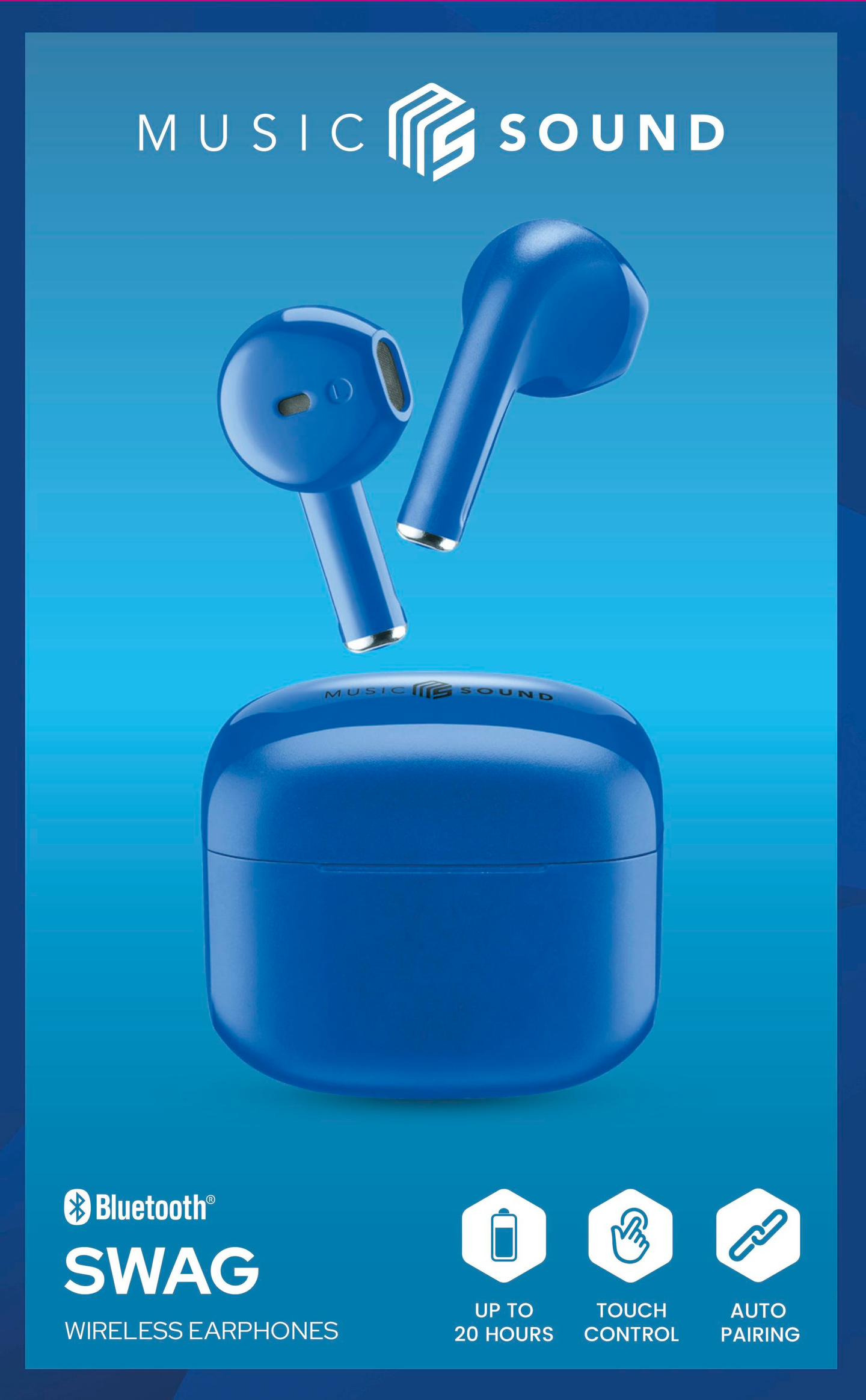 MusicSound Swag -langattomat nappikuulokkeet, sininen