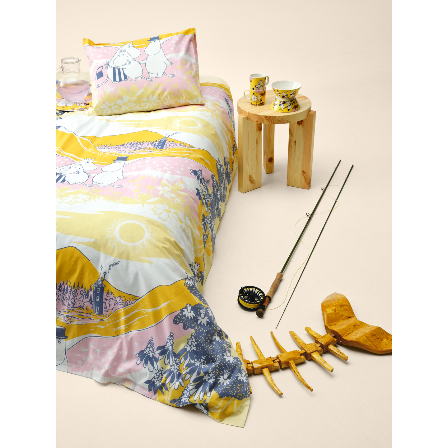 Muumi Perheen Parissa pussilakanasetti 150x210 cm GOTS