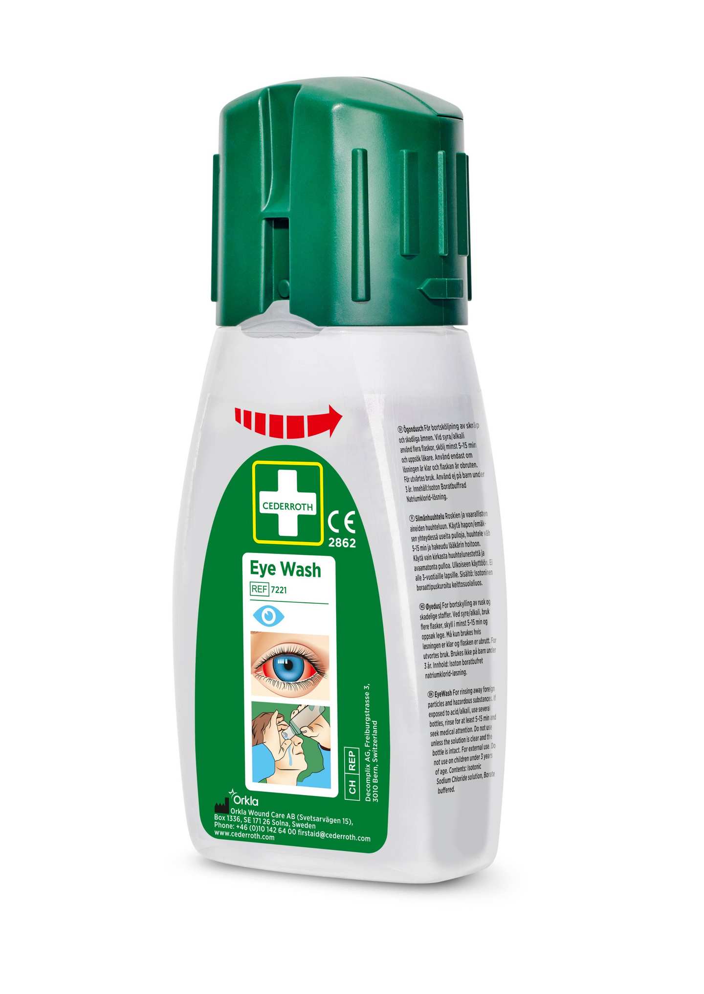 Cederroth silmänhuuhtelupullo taskukoko 235ml 18kpl