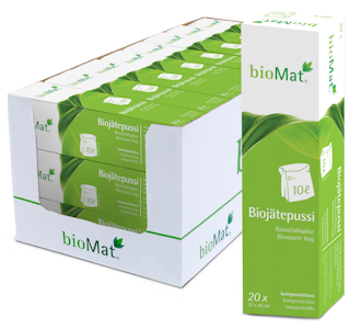 BioMat biojätepussi 10l 20kpl OK Compost HOME sertifioitu 370x450mm