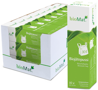 BioMat biojätepussi sangoilla 30l 10kpl OK Compost HOME sertifioitu 500x550mm