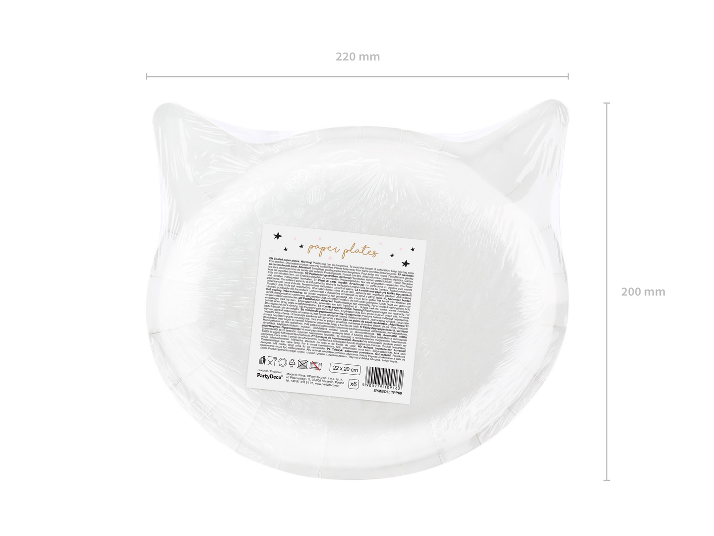 Musta kissa lautanen 6kpl 20cm