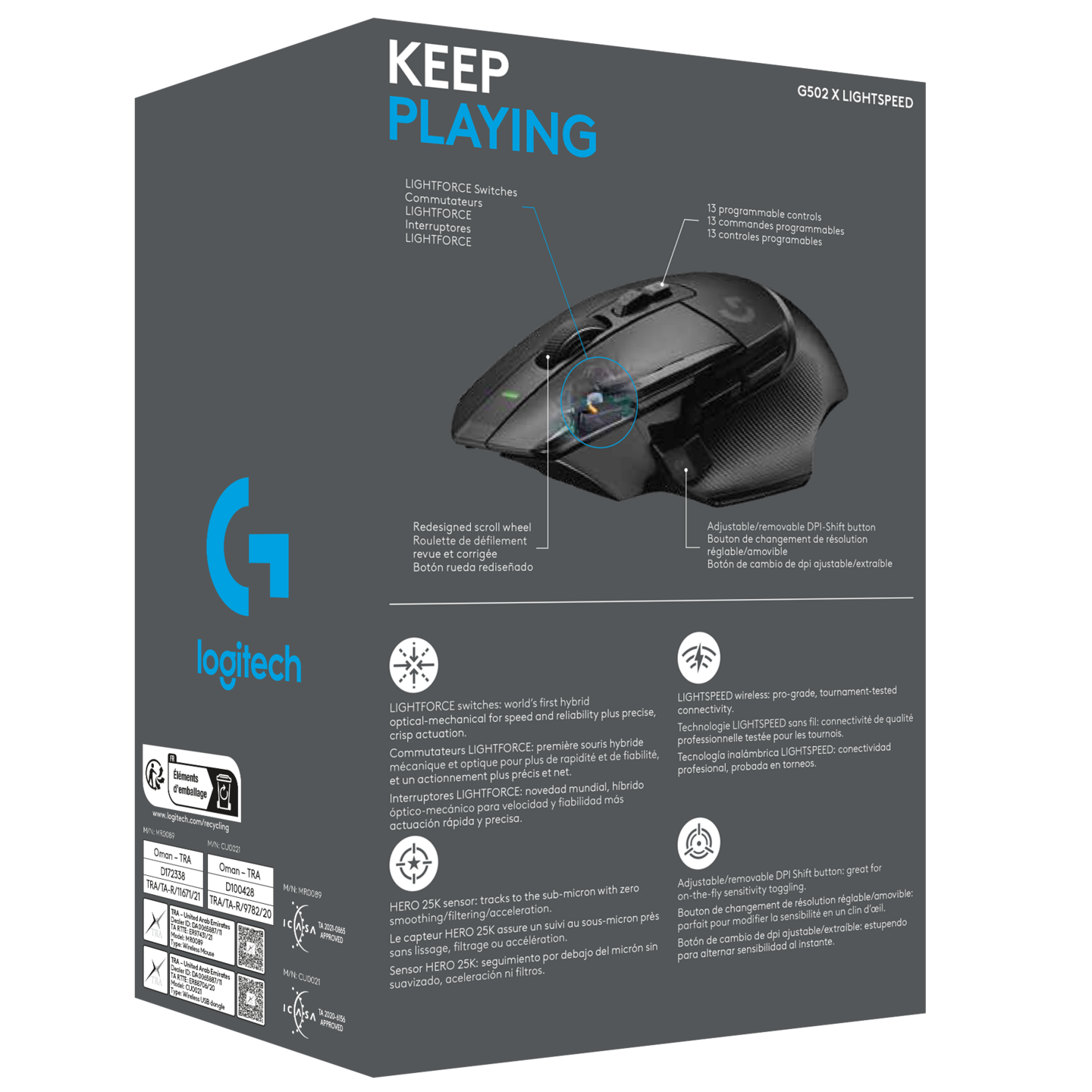 Logitech G502 X Lightspeed -langaton pelihiiri, musta