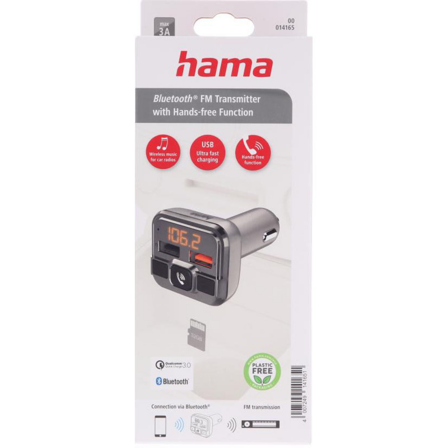 Hama Bluetooth Hands-Free -FM-lähetin / USB-A-autolaturi