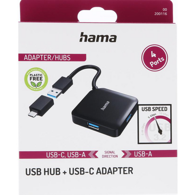Hama USB-A/USB-C 4-porttinen USB-A -hubi