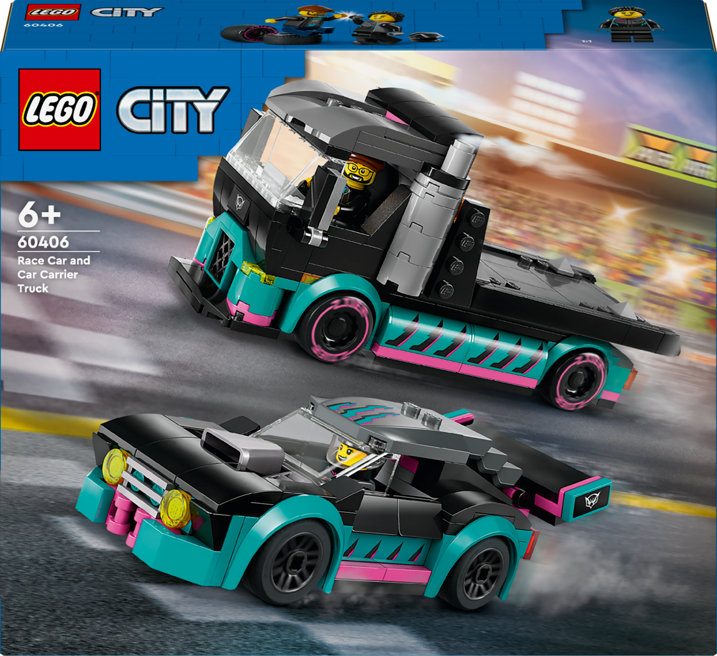 LEGO City 60406 Kilpa-auto ja autonkuljetusauto