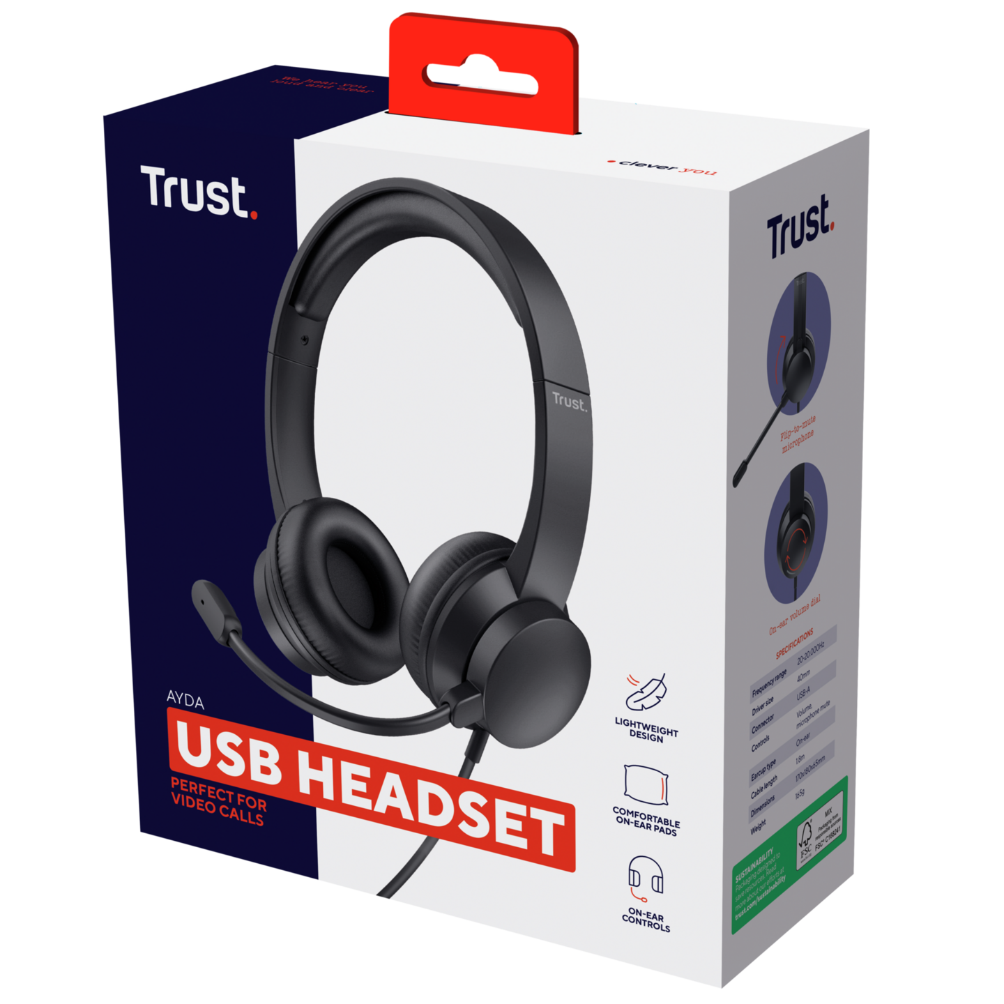 Trust Ayda USB PC -kuulokkeet mikrofonilla