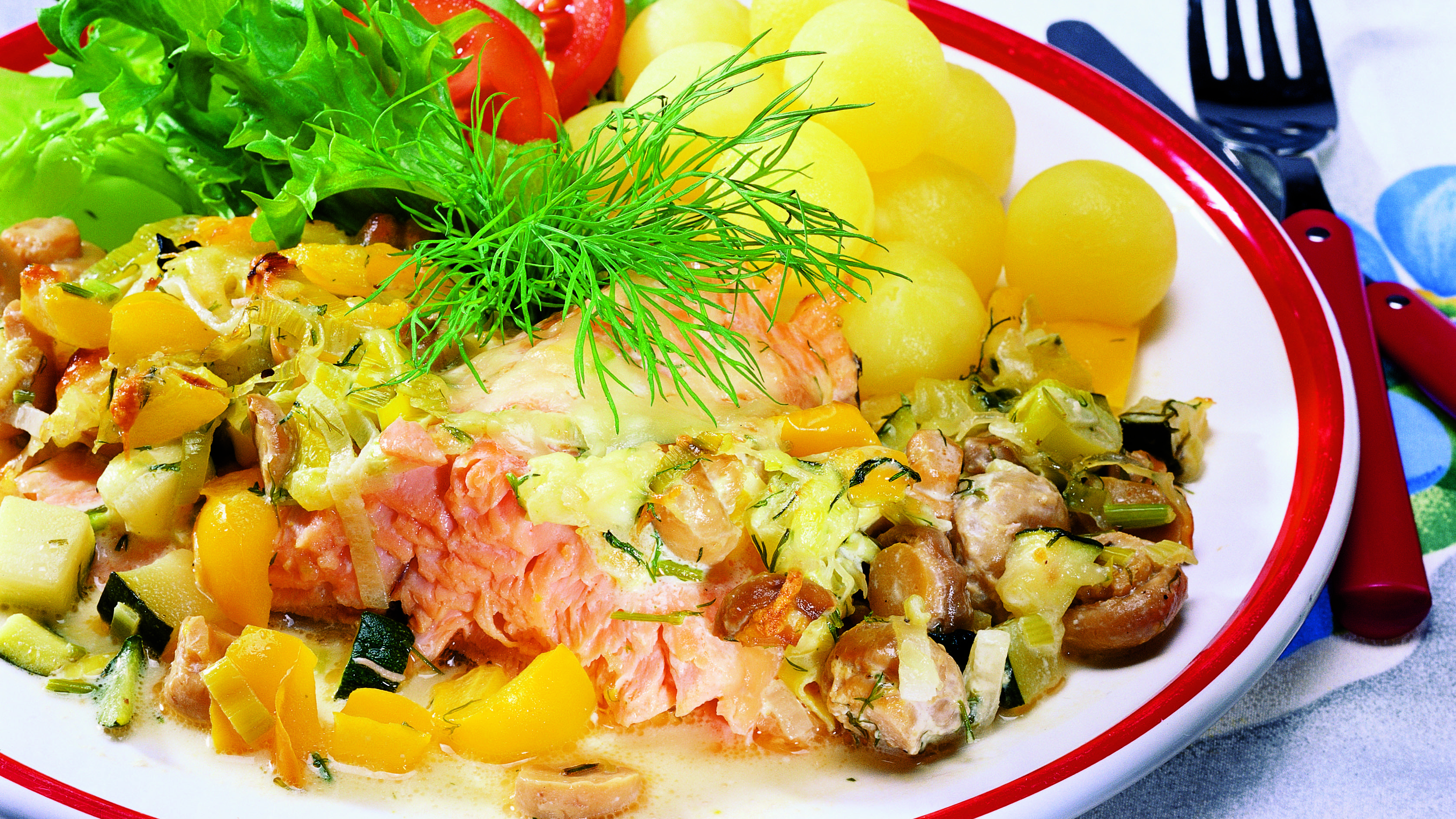 Vihannesgratinoitu kirjolohi