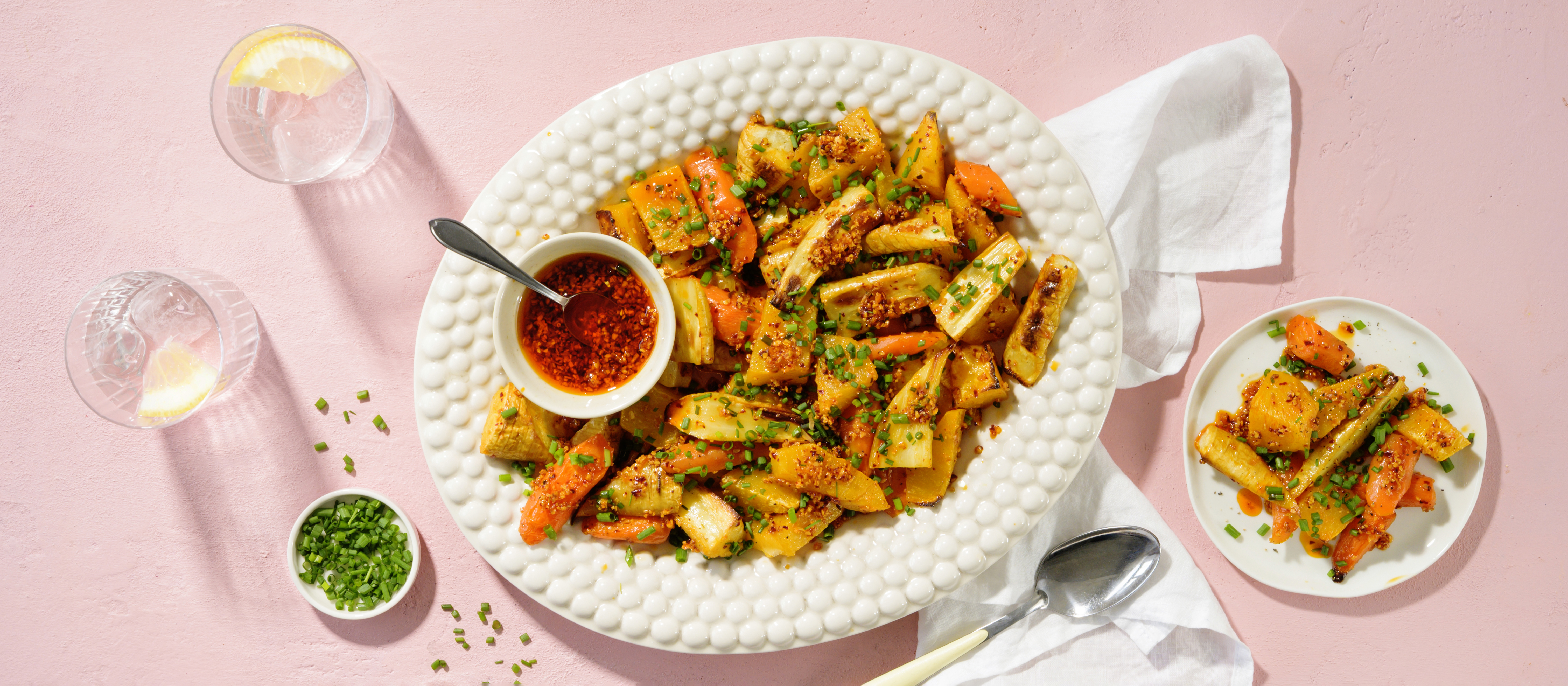 Crispy chili -uunijuurekset