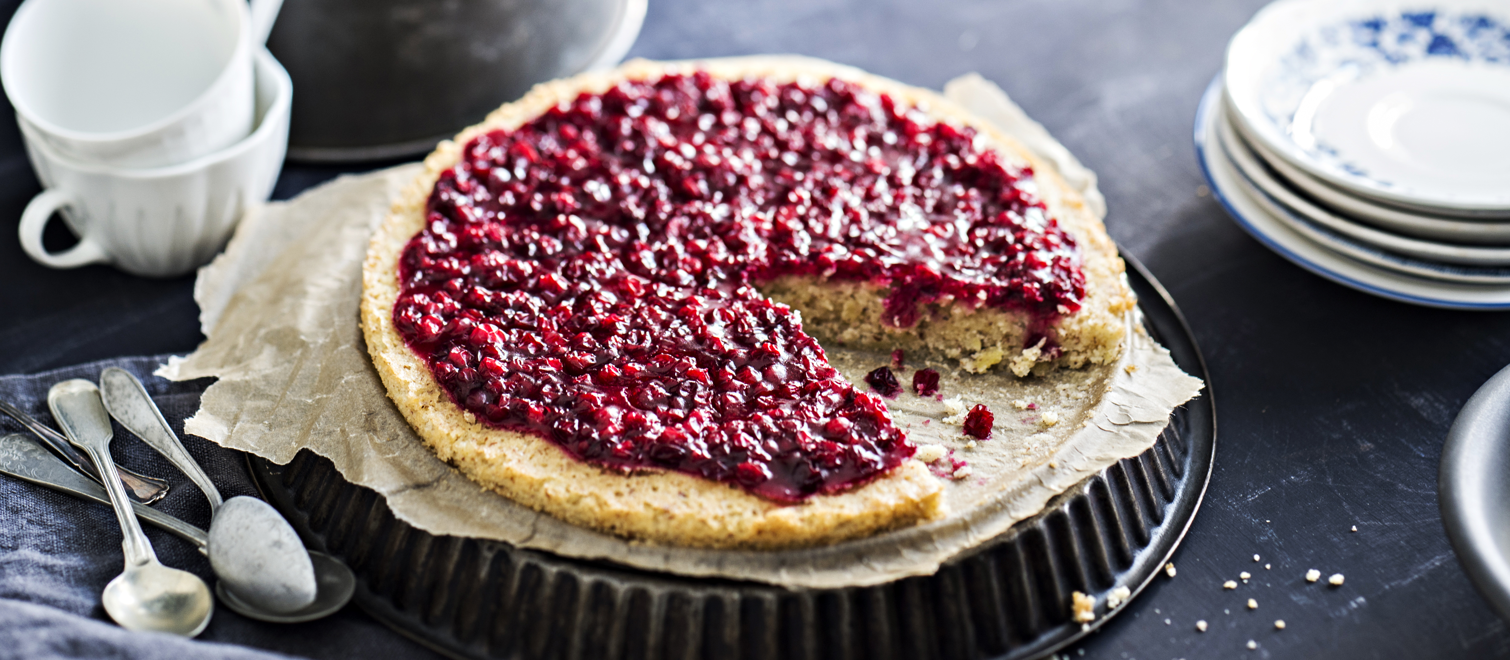 Mantelinen puolukkapiiras, gluteeniton