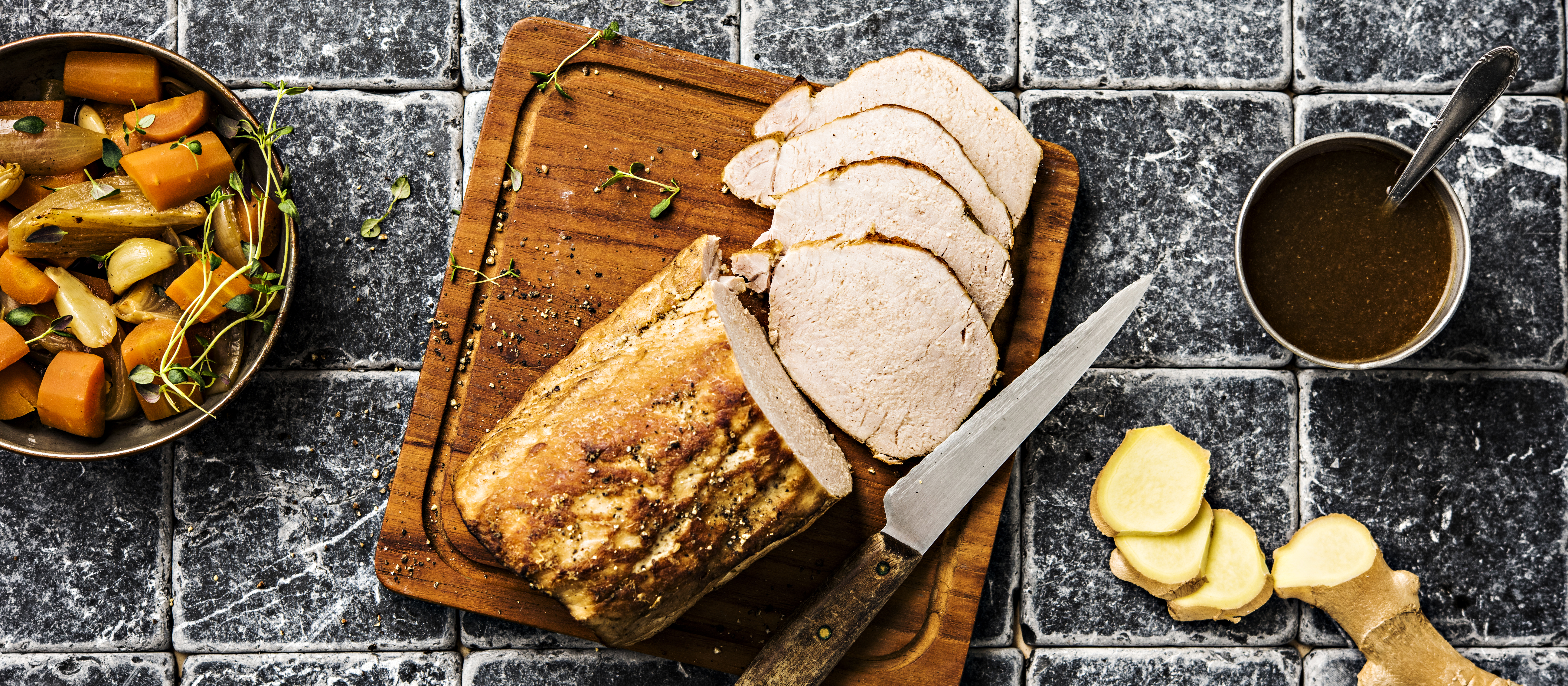 Inkivääri-soijamarinoitu porsaan ulkofilee