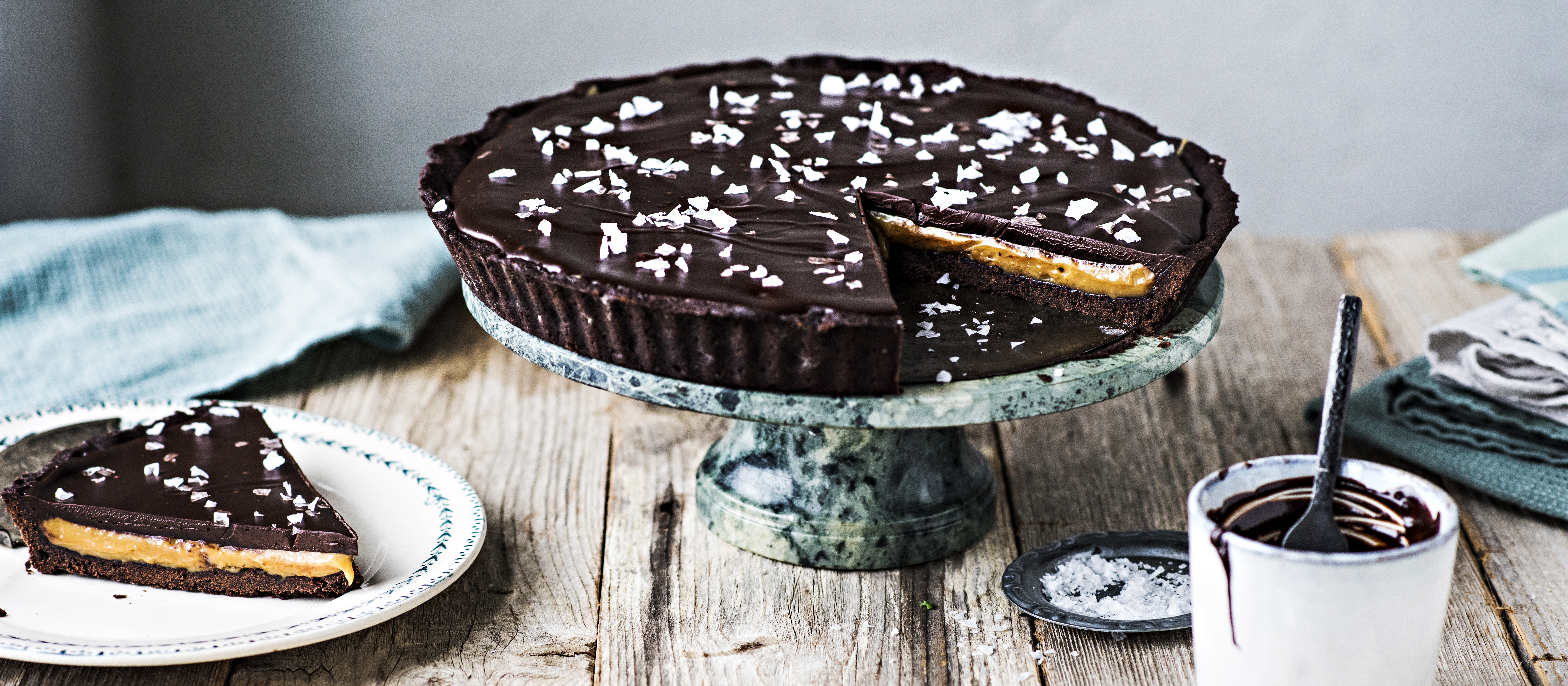 Suklaa-suolakaramellipiirakka