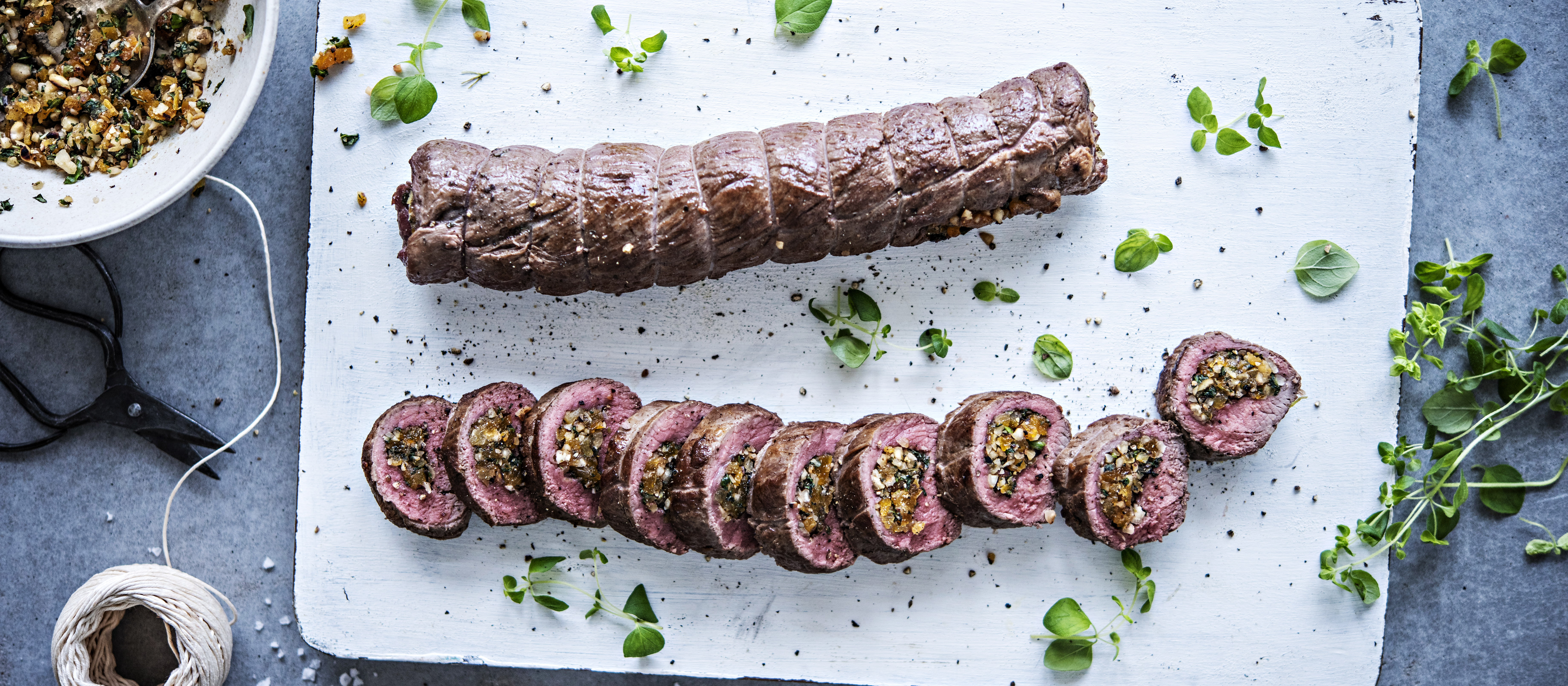 Täytetty karitsan ulkofilee