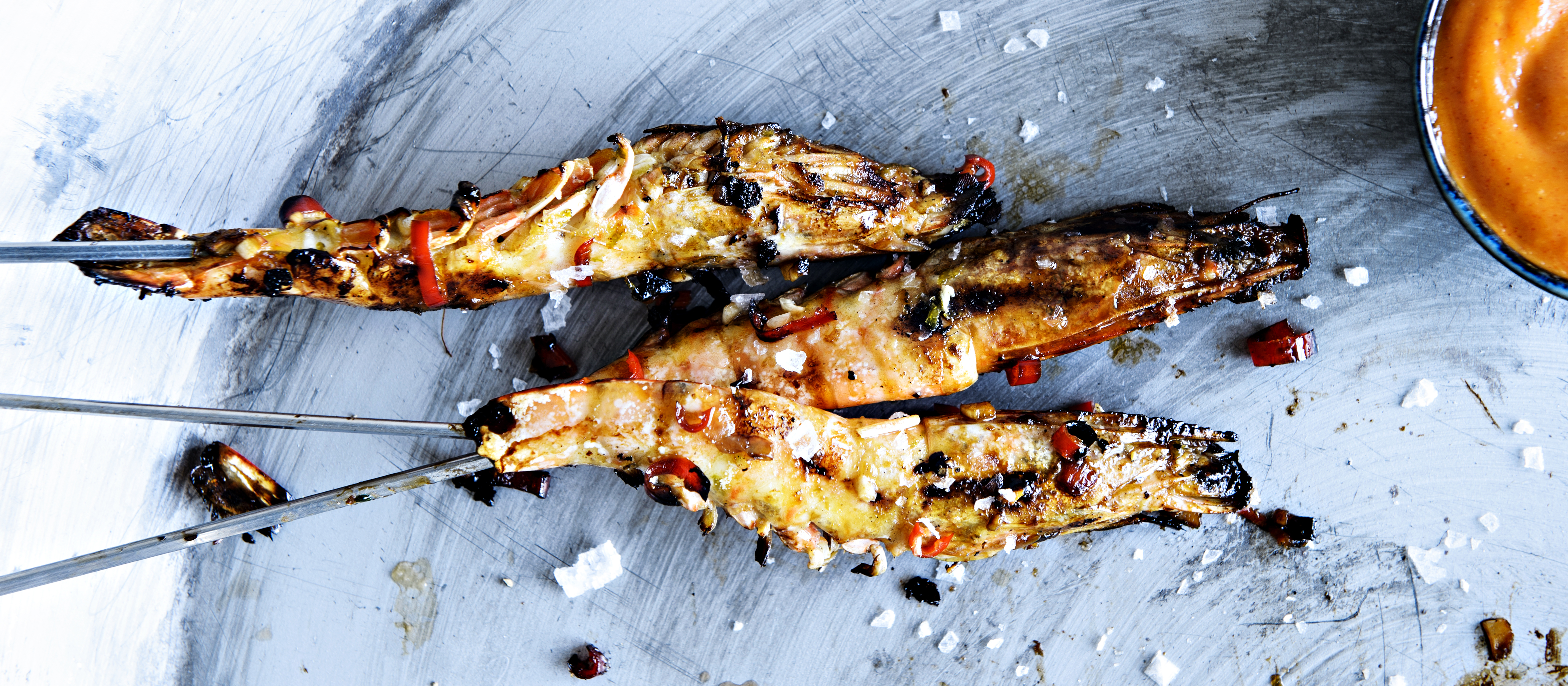 Grillatut kuningaskatkarapuvartaat