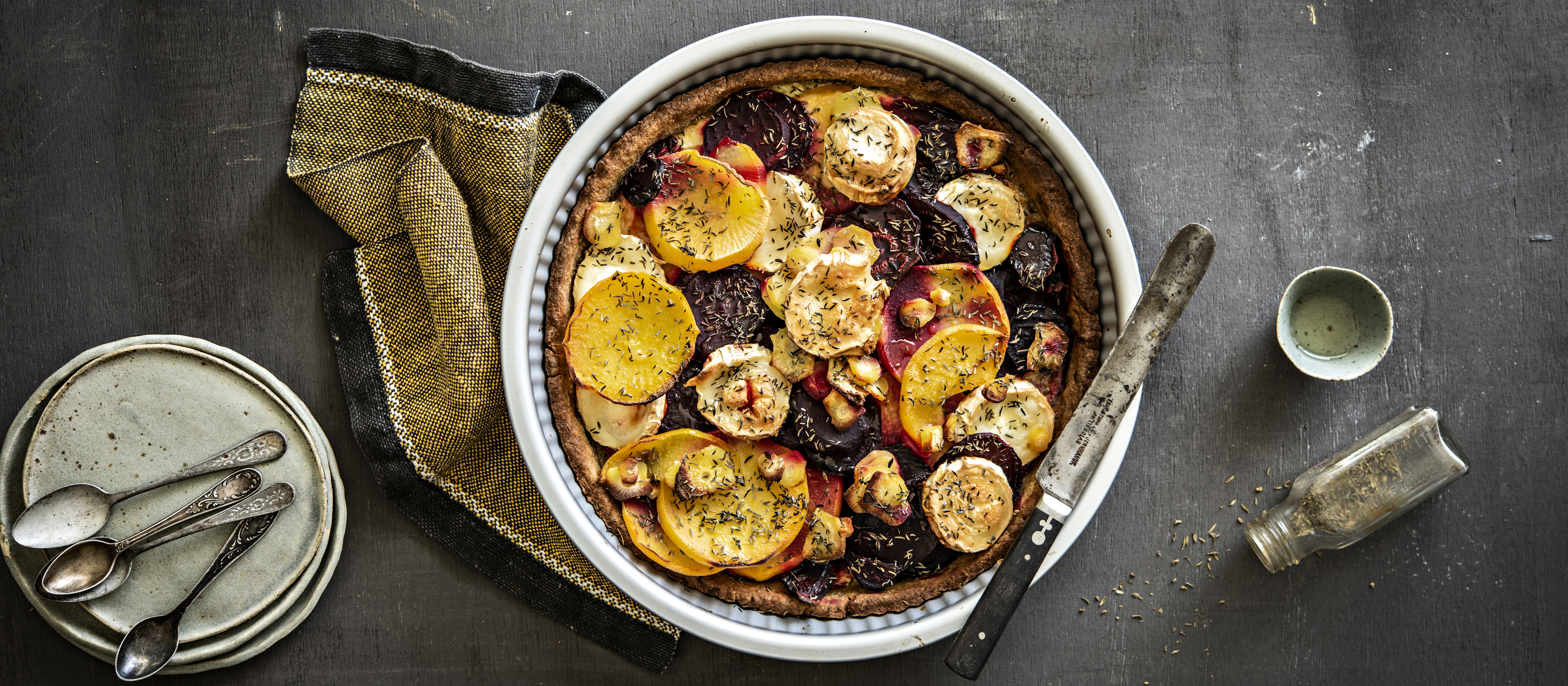 Juures-vuohenjuustopiirakka