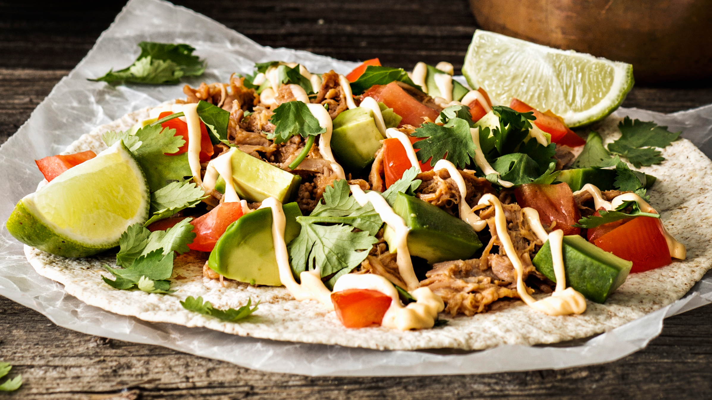 Pulled pork -tortillat