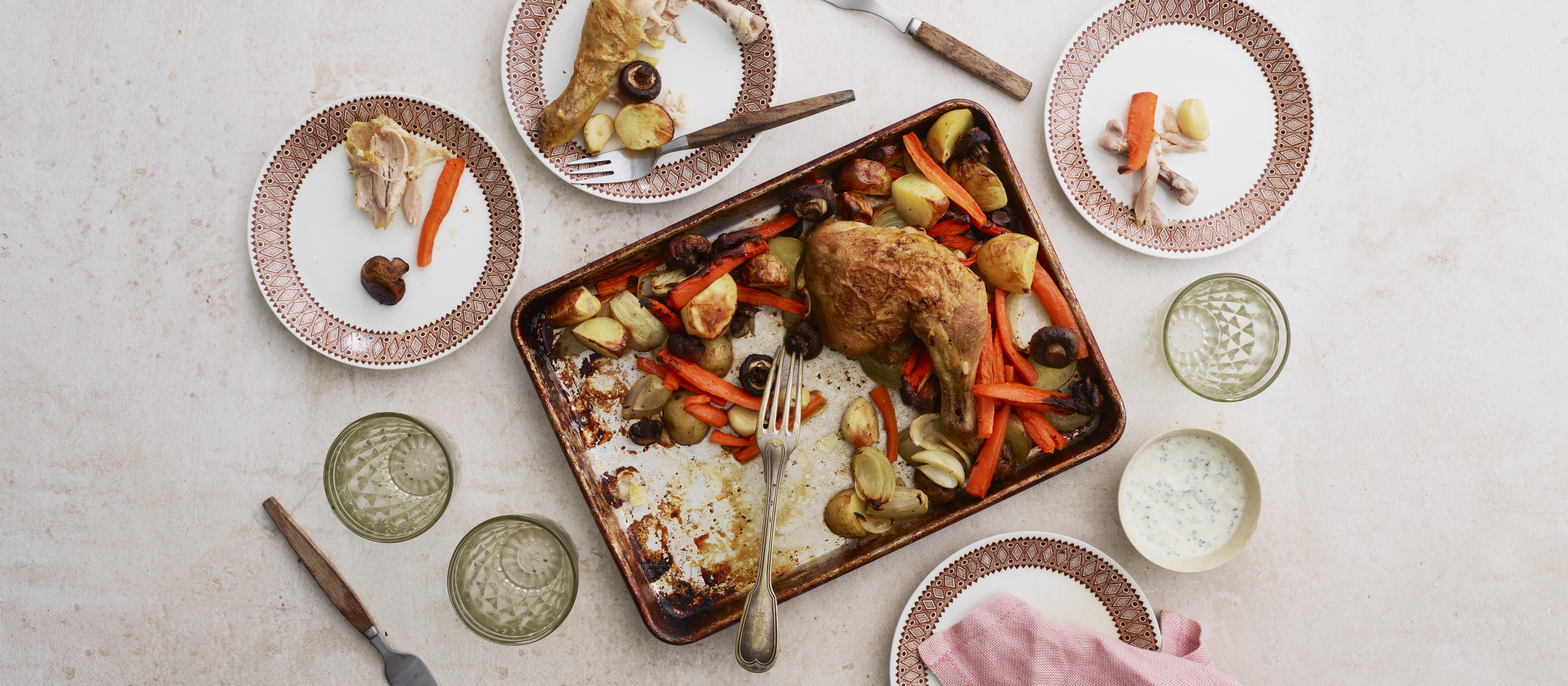 Broileria ja paahdettuja vihanneksia