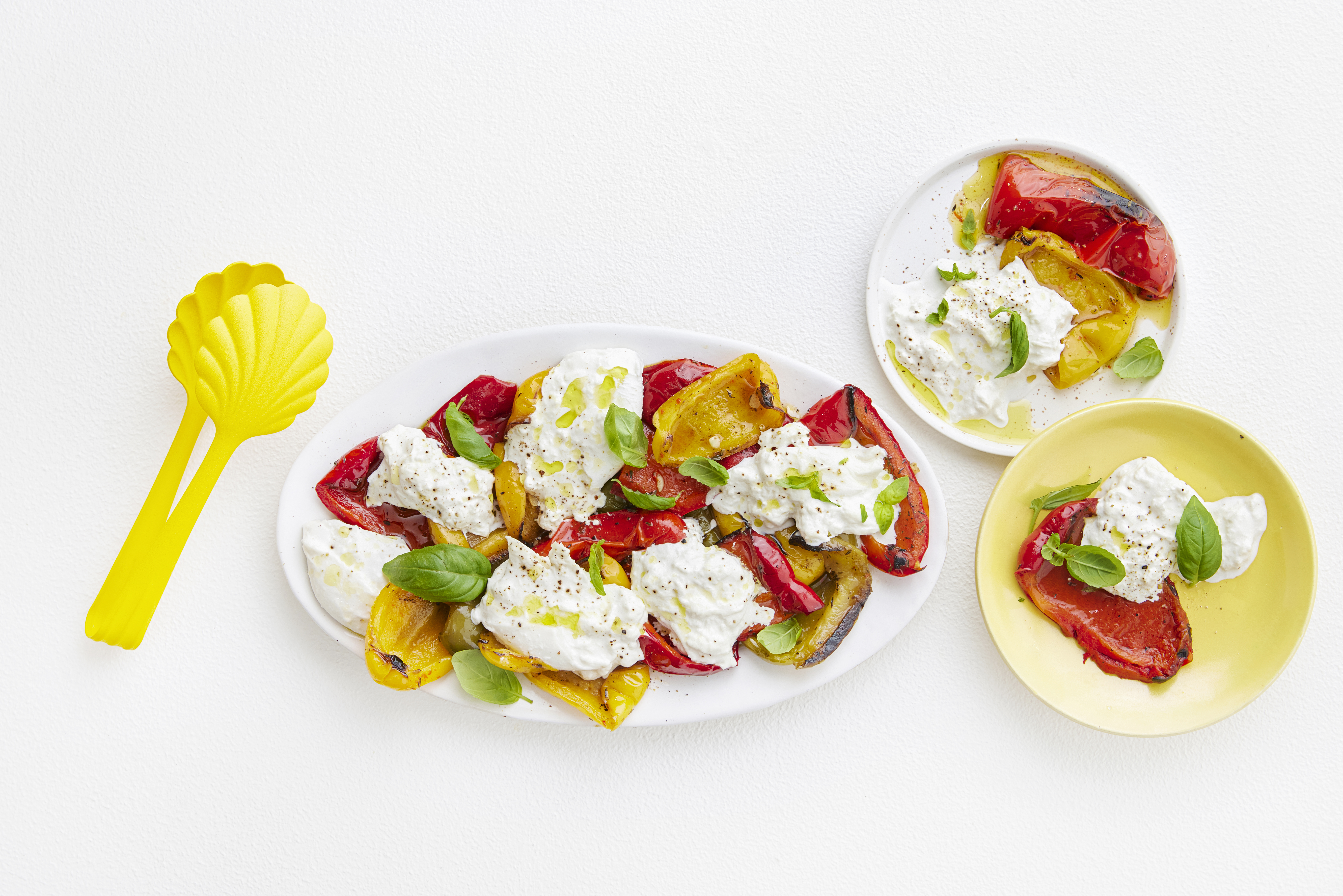 Grillatut paprikat ja burrata