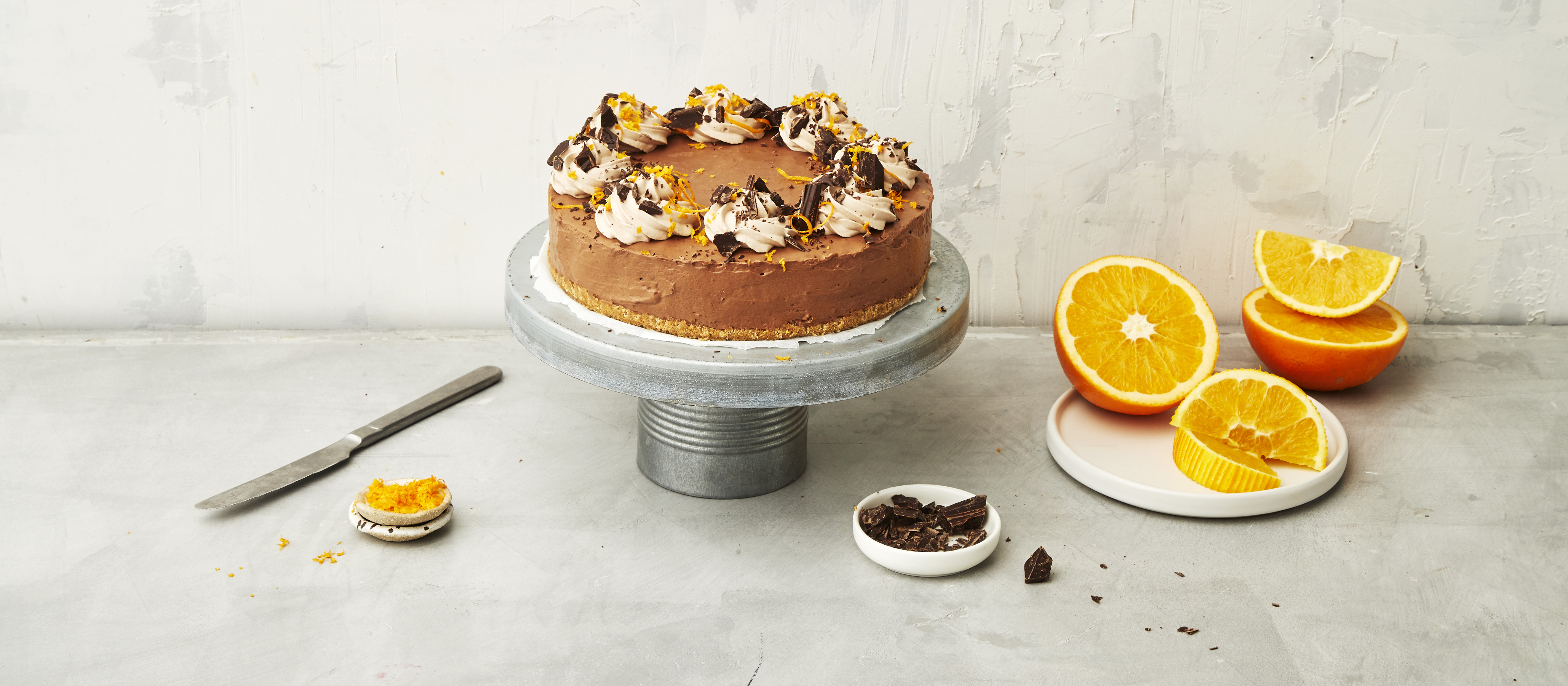 Jäädytetty appelsiini-suklaajuustokakku