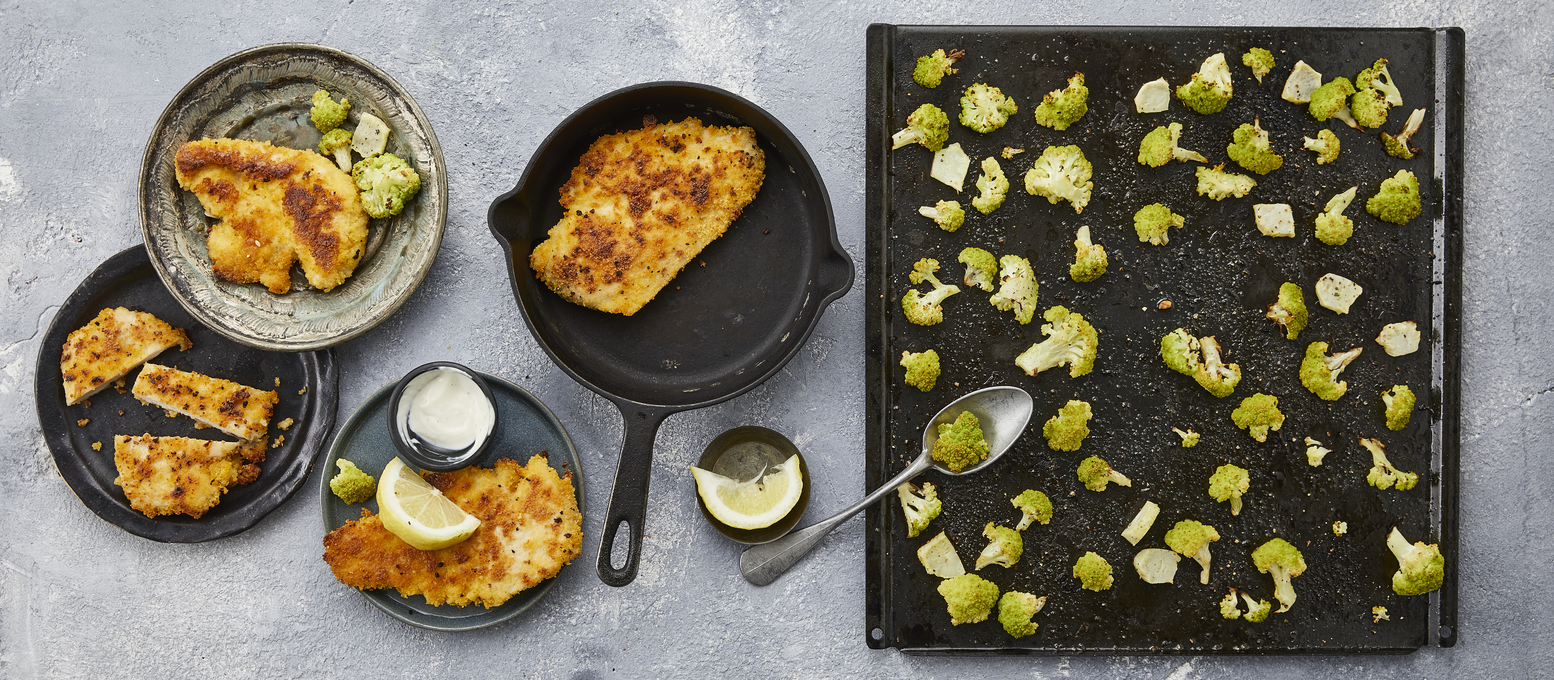 Kanaleikkeet ja paahdettu romanesco