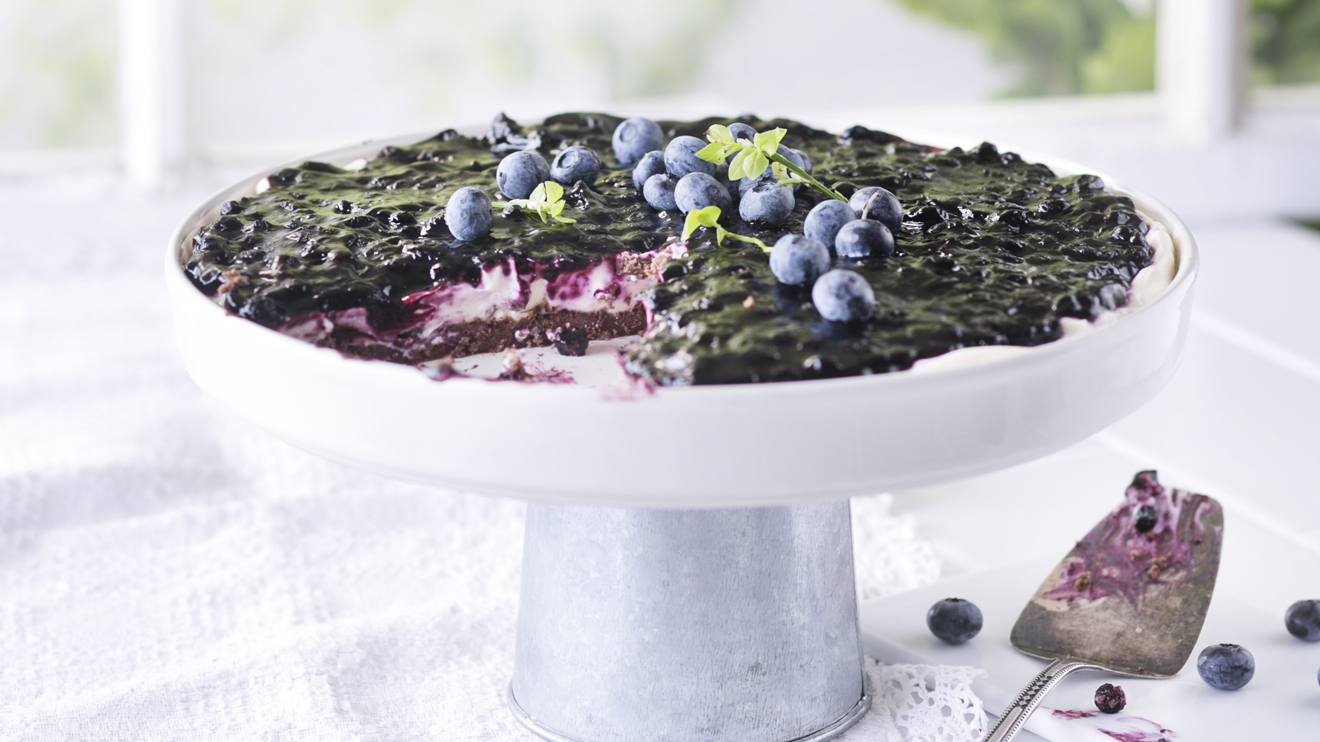 Minttuinen mustikka-juustotorttu