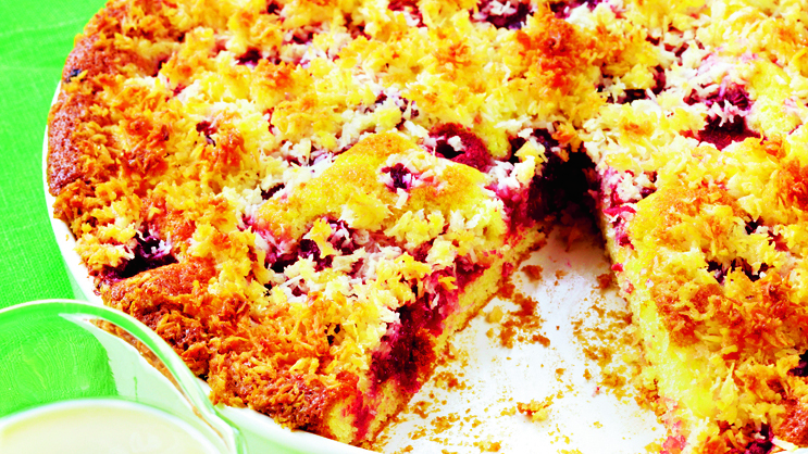 Vadelma-kookospiirakka