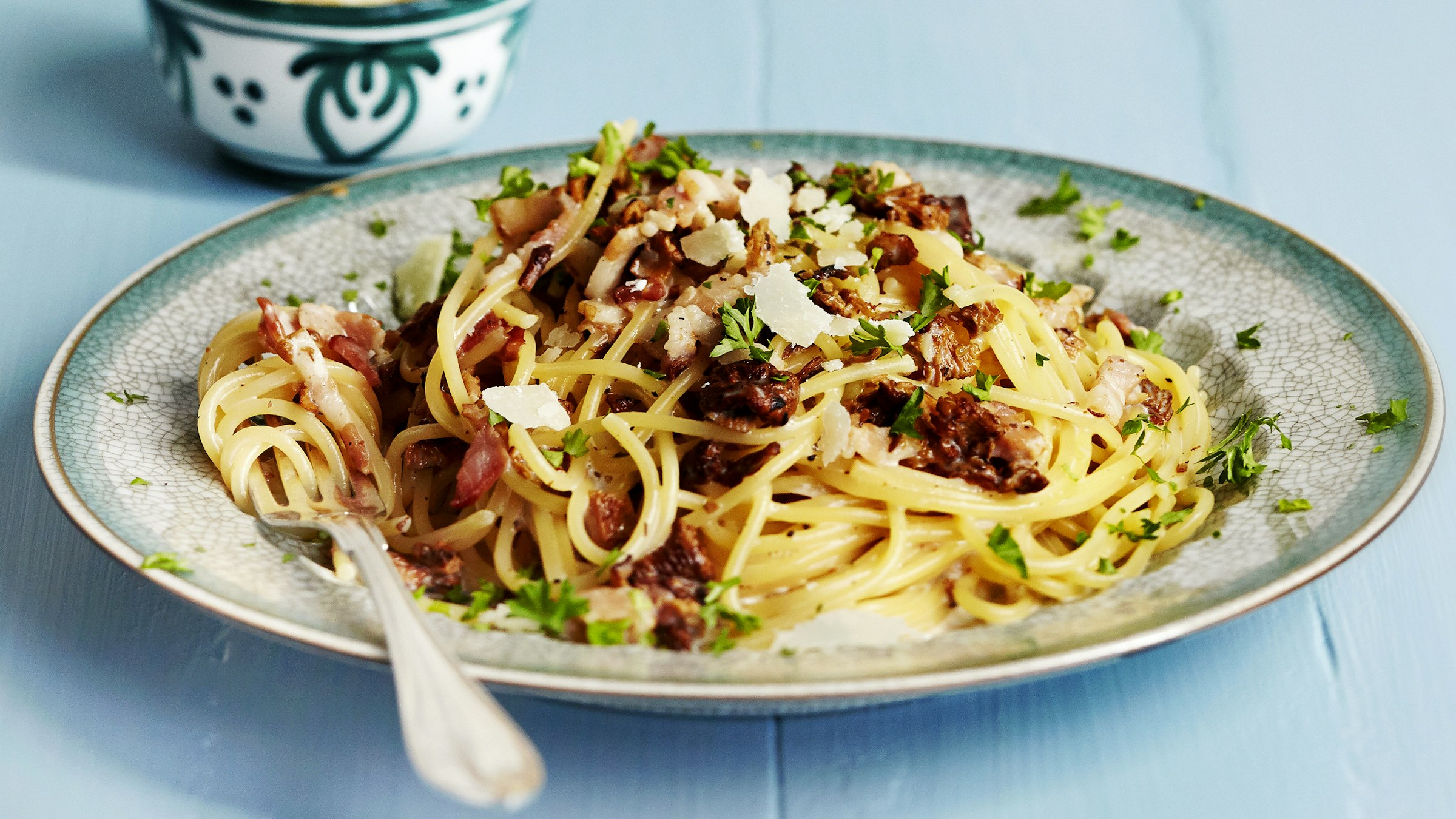 Pekoni Kantarellipasta Paaruoat Reseptit K Ruoka