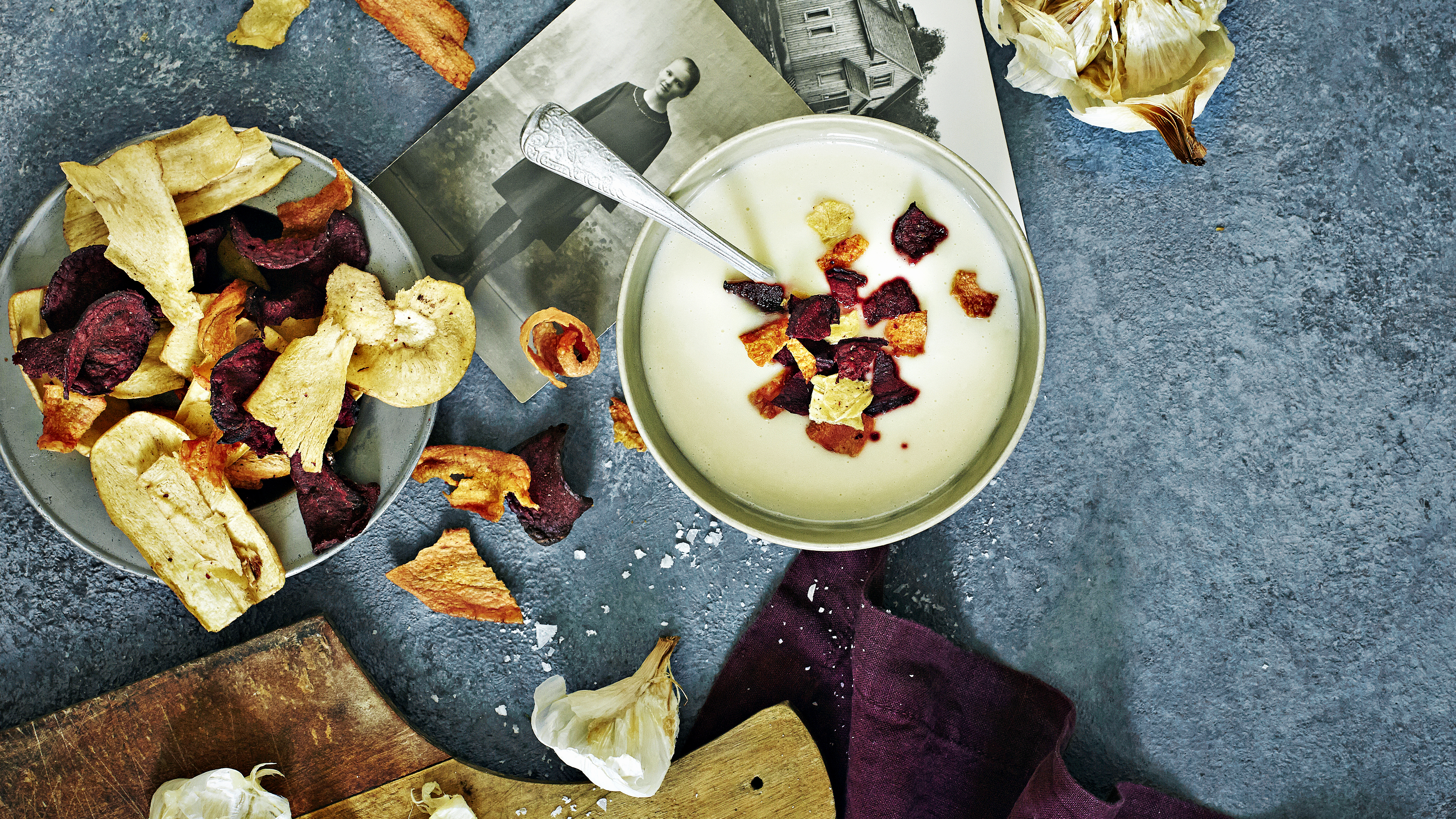 Paahdettu valkosipulikeitto