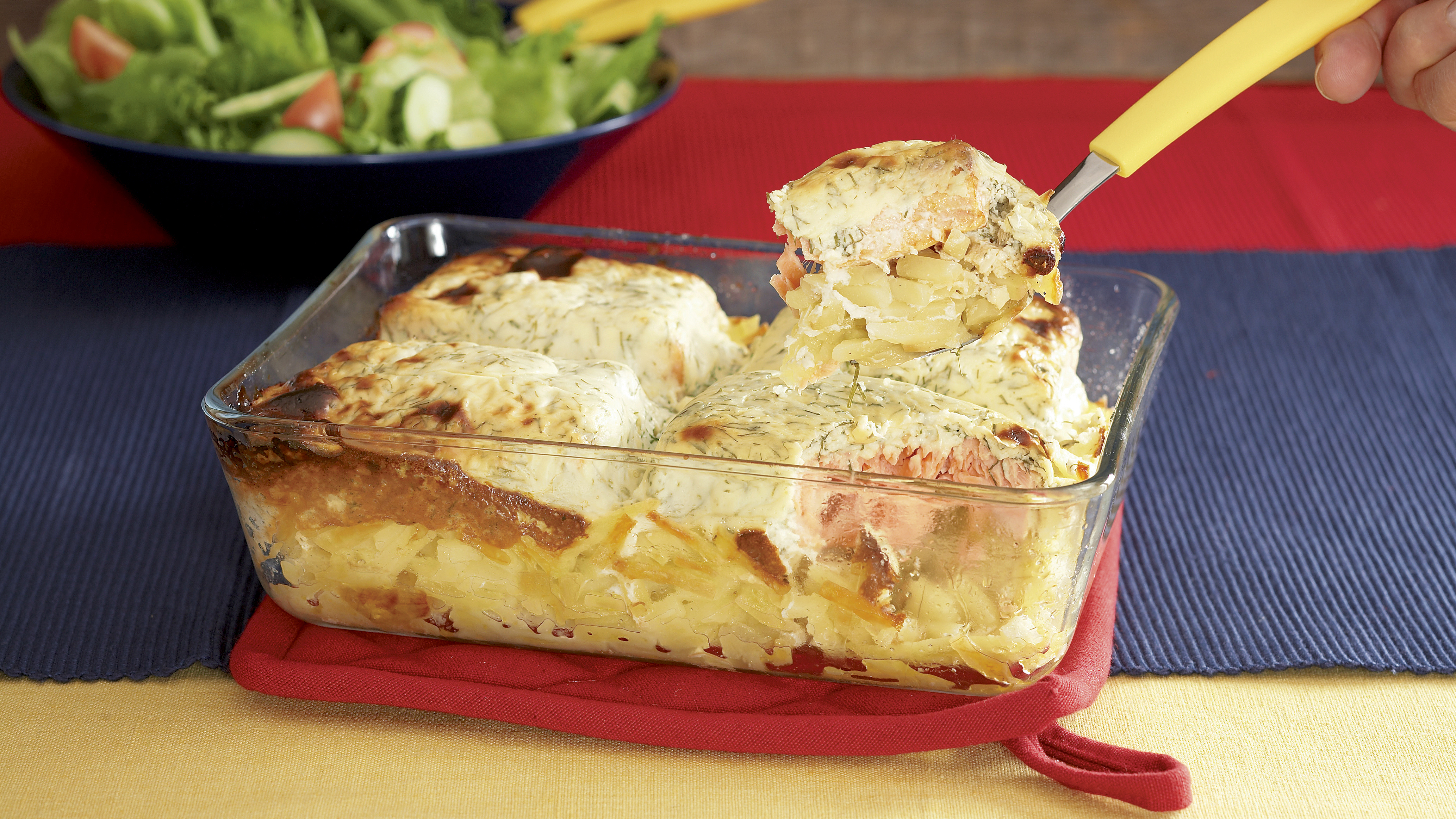 Kuorrutettu lohiperunavuoka