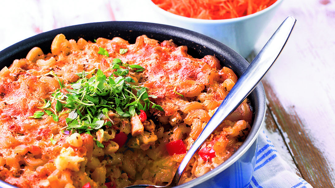 Broileri-makaronilaatikko, kananmunaton