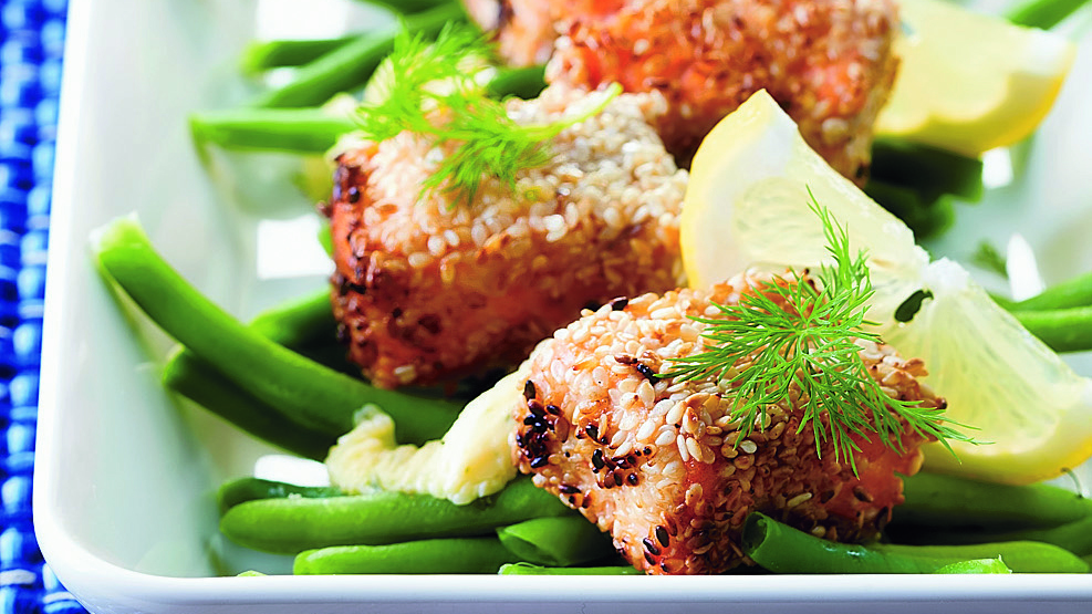 Seesamilohi ja vihreät pavut