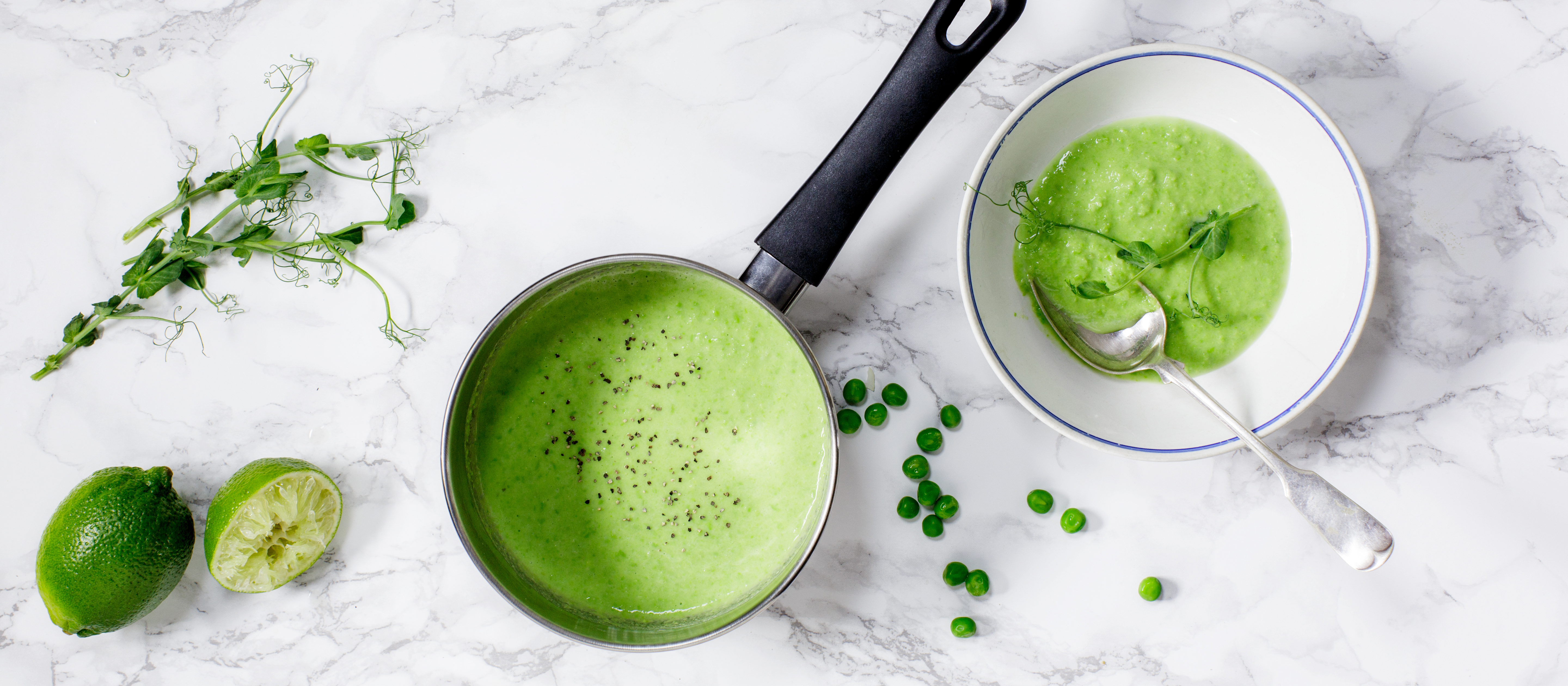 Limetillä maustettu hernesosekeitto